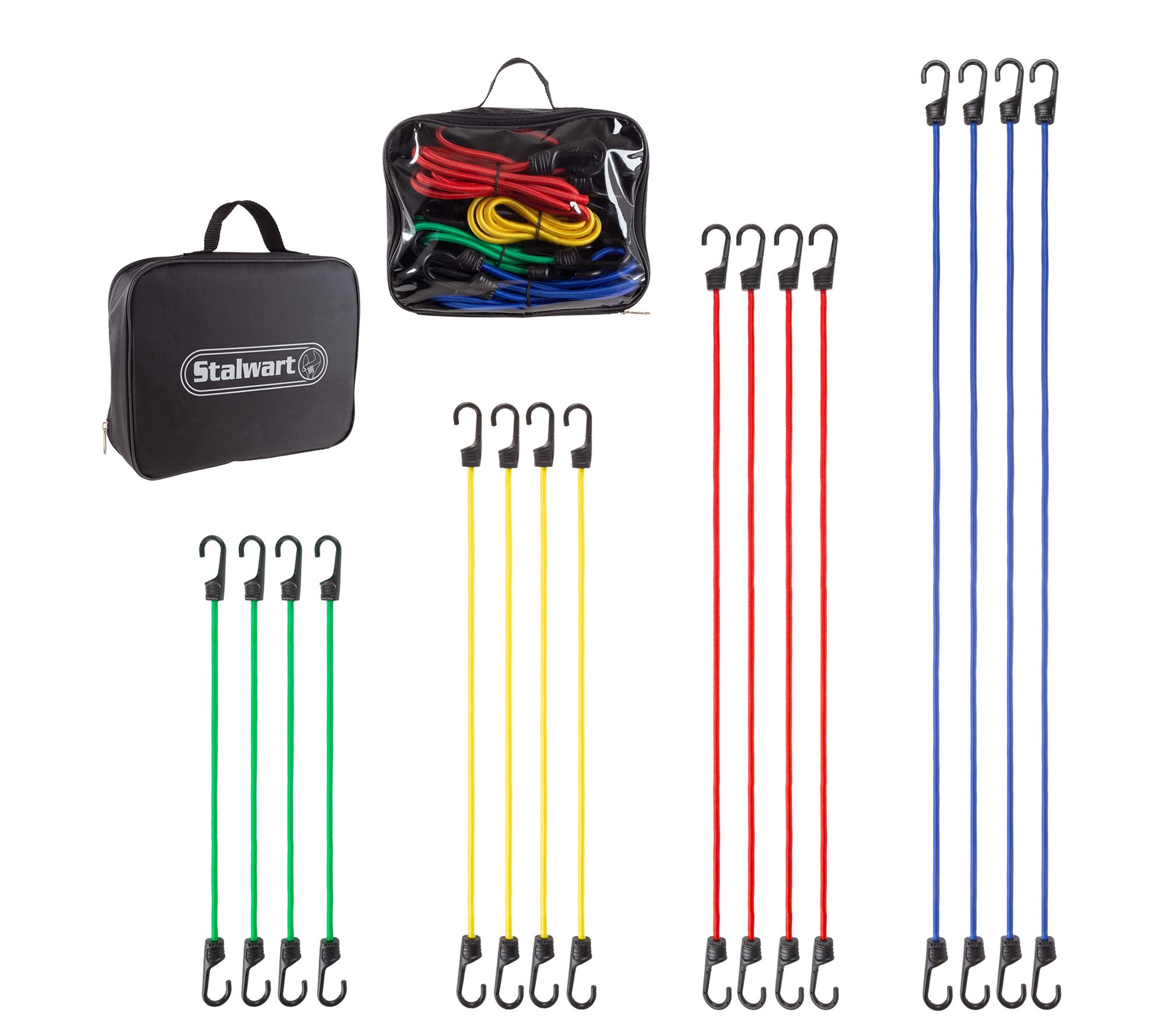 Stalwart 16 Piece Bungee Cord Set Assortment of4 Sizes