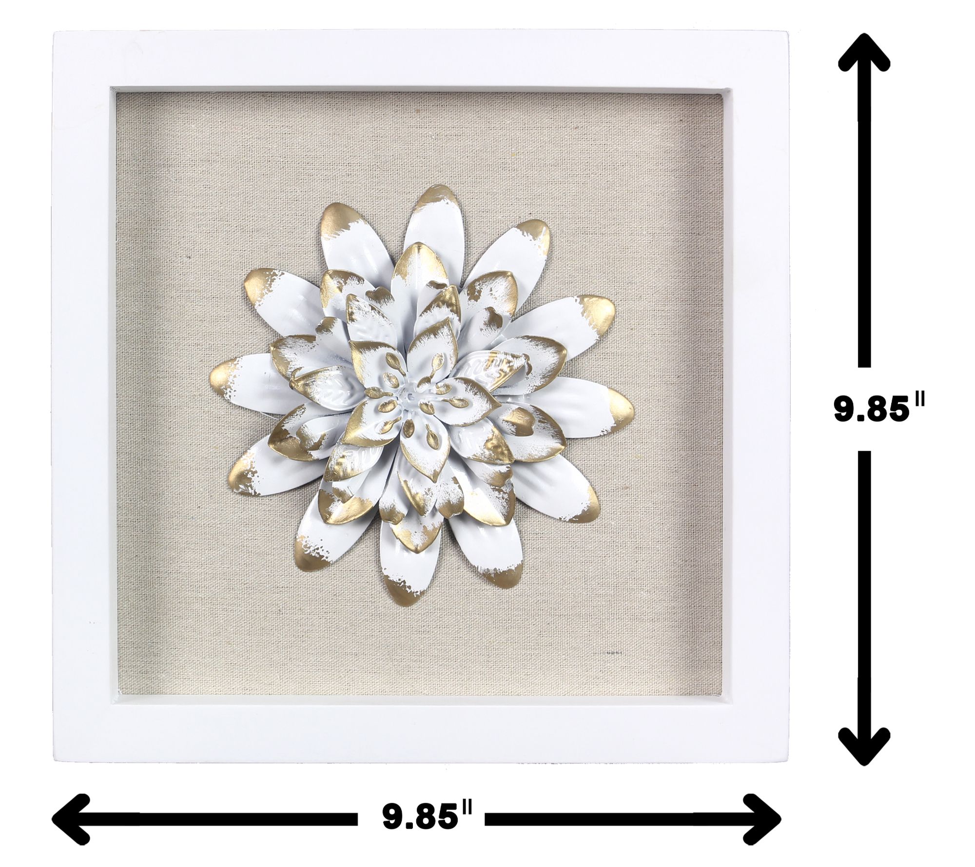 Young's Wood Frame with Metal Flower Wall Art,Set of 2