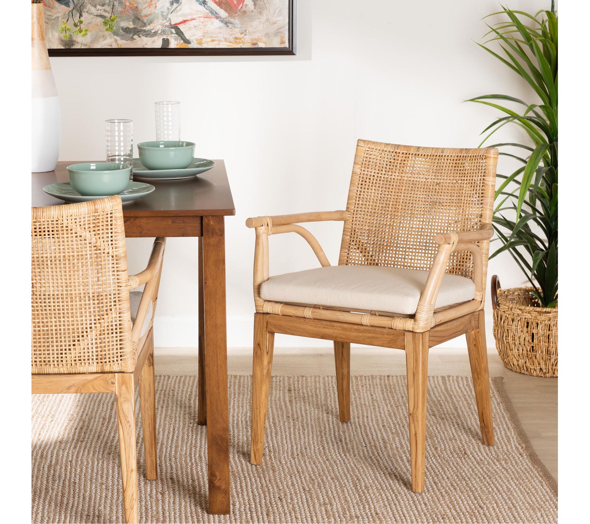 bali & pari Storsel Natural Brown Rattan Dining  Chair