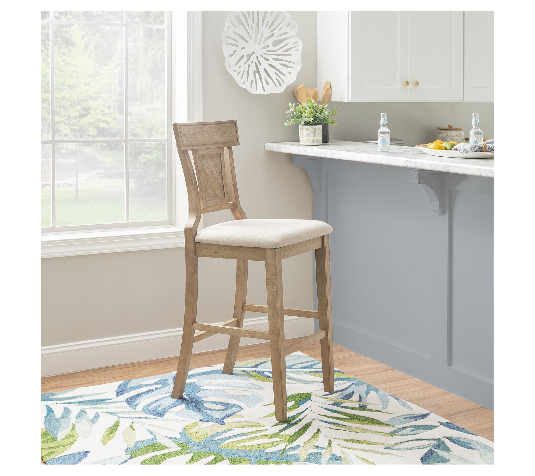 Linon Home Brooklyn Solid Wood Upholstered BarStool