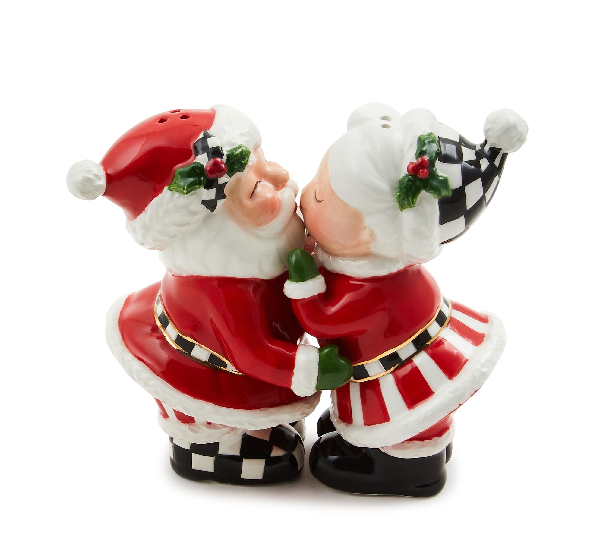  Worcester クリスマスグッズセット MacKenzie- Childs Holly Jolly Salt & Pepper Shaker Set - QVC.com