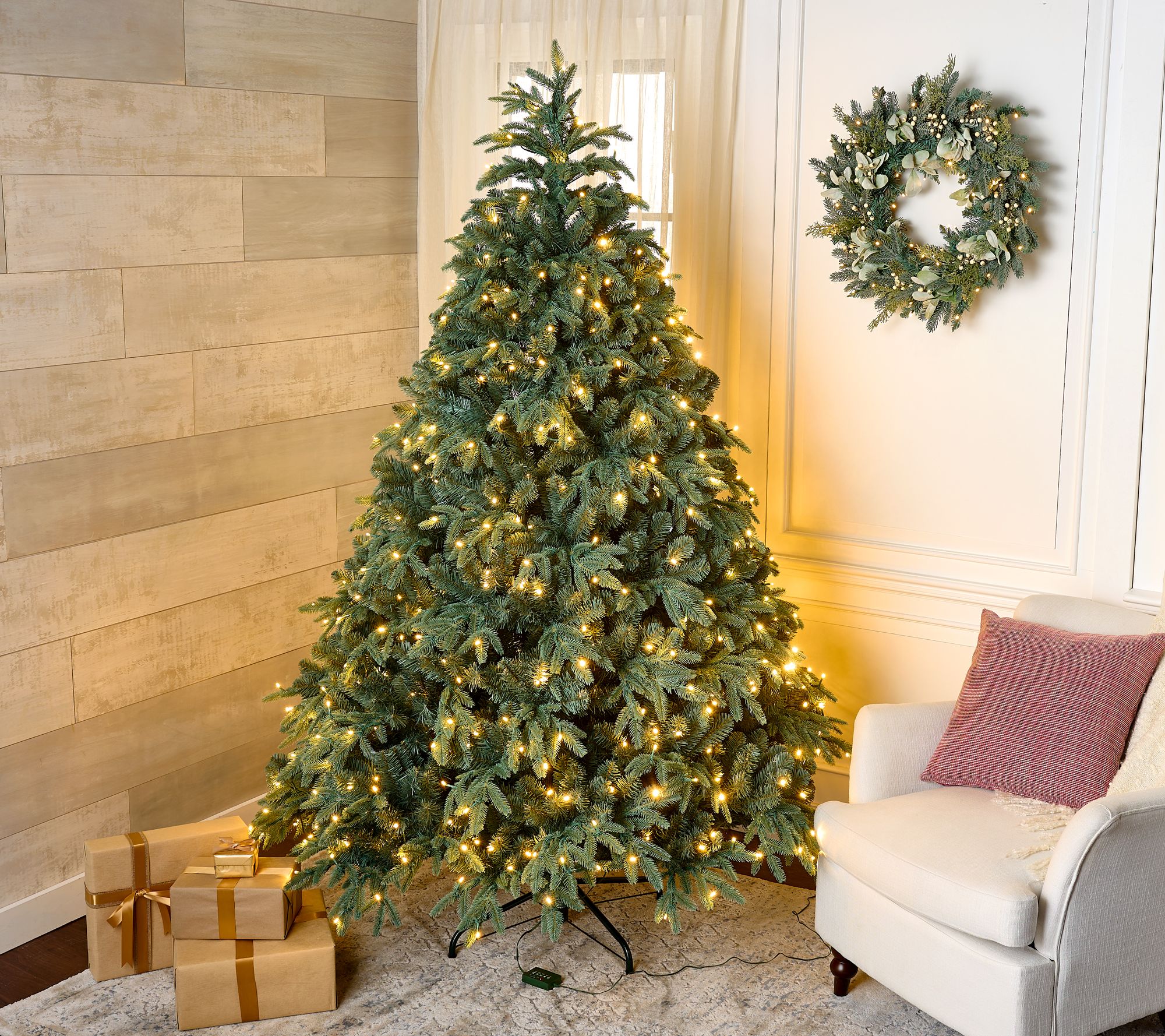 Martha Stewart 7' Color Flip Blue Spruce Full Profile Downswept Tree