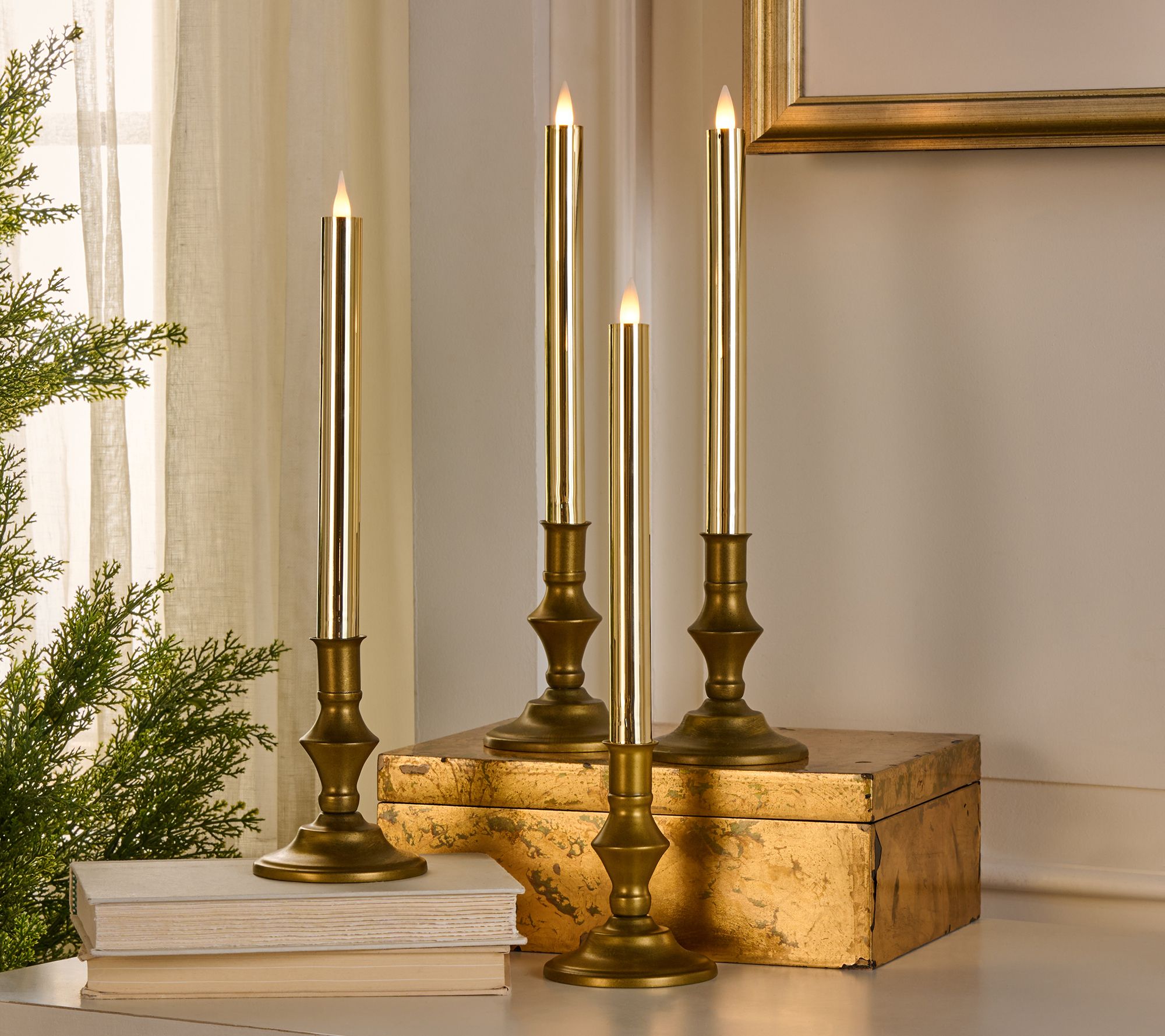 Set of 4 10" High Shine Candle Light Tapers by Valerie