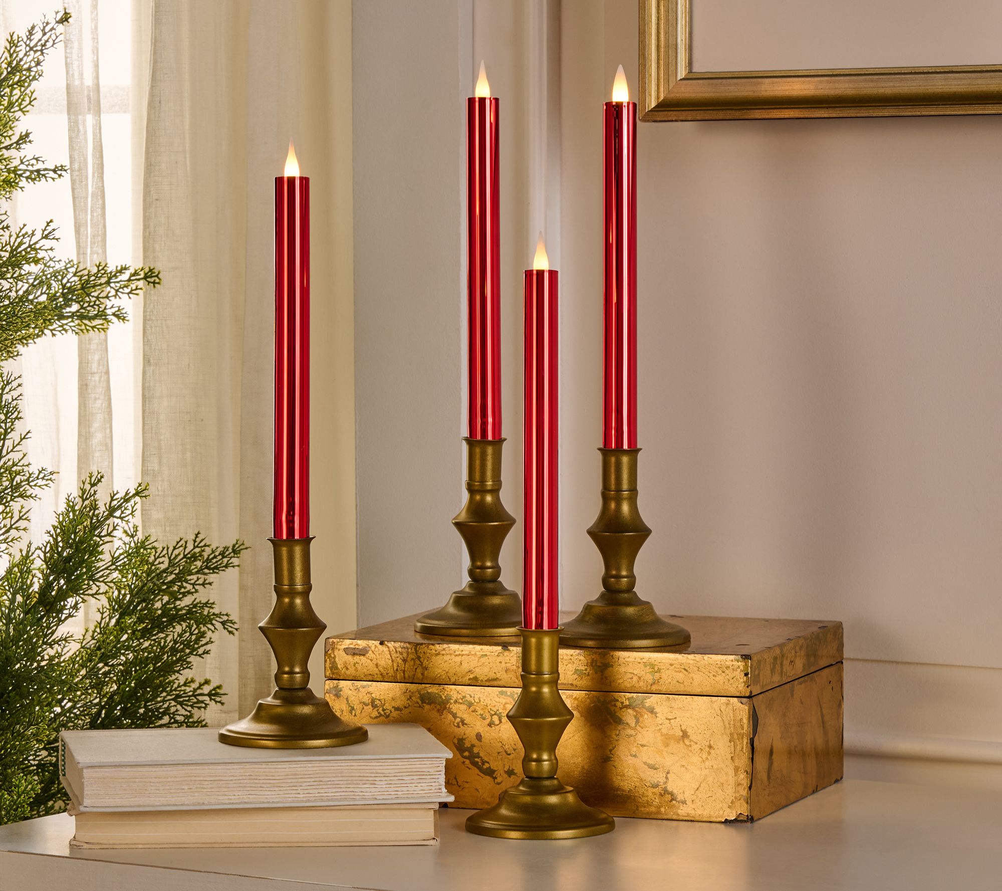 Set of 4 10" High Shine Candle Light Tapers by Valerie