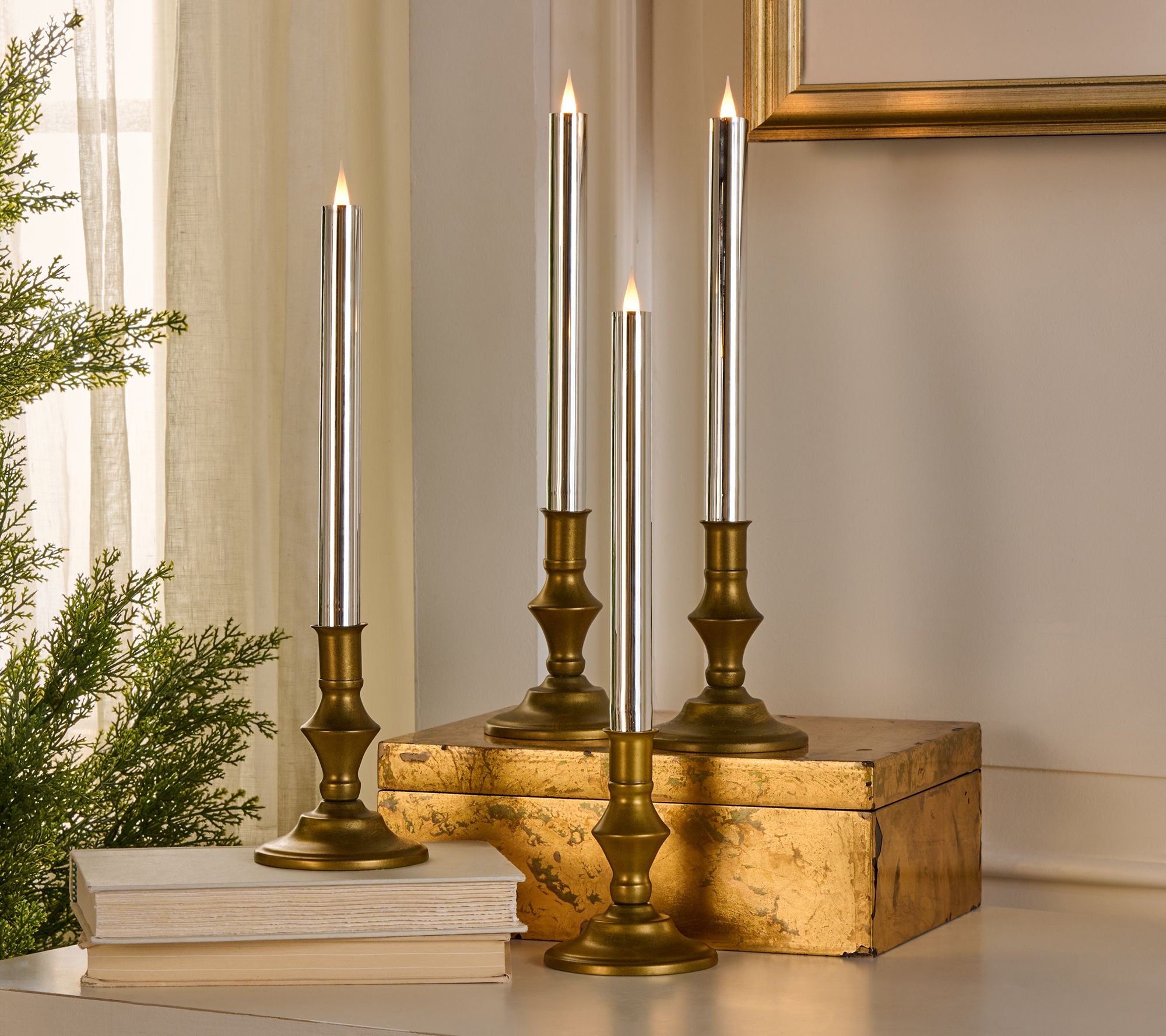 Set of 4 10" High Shine Candle Light Tapers by Valerie