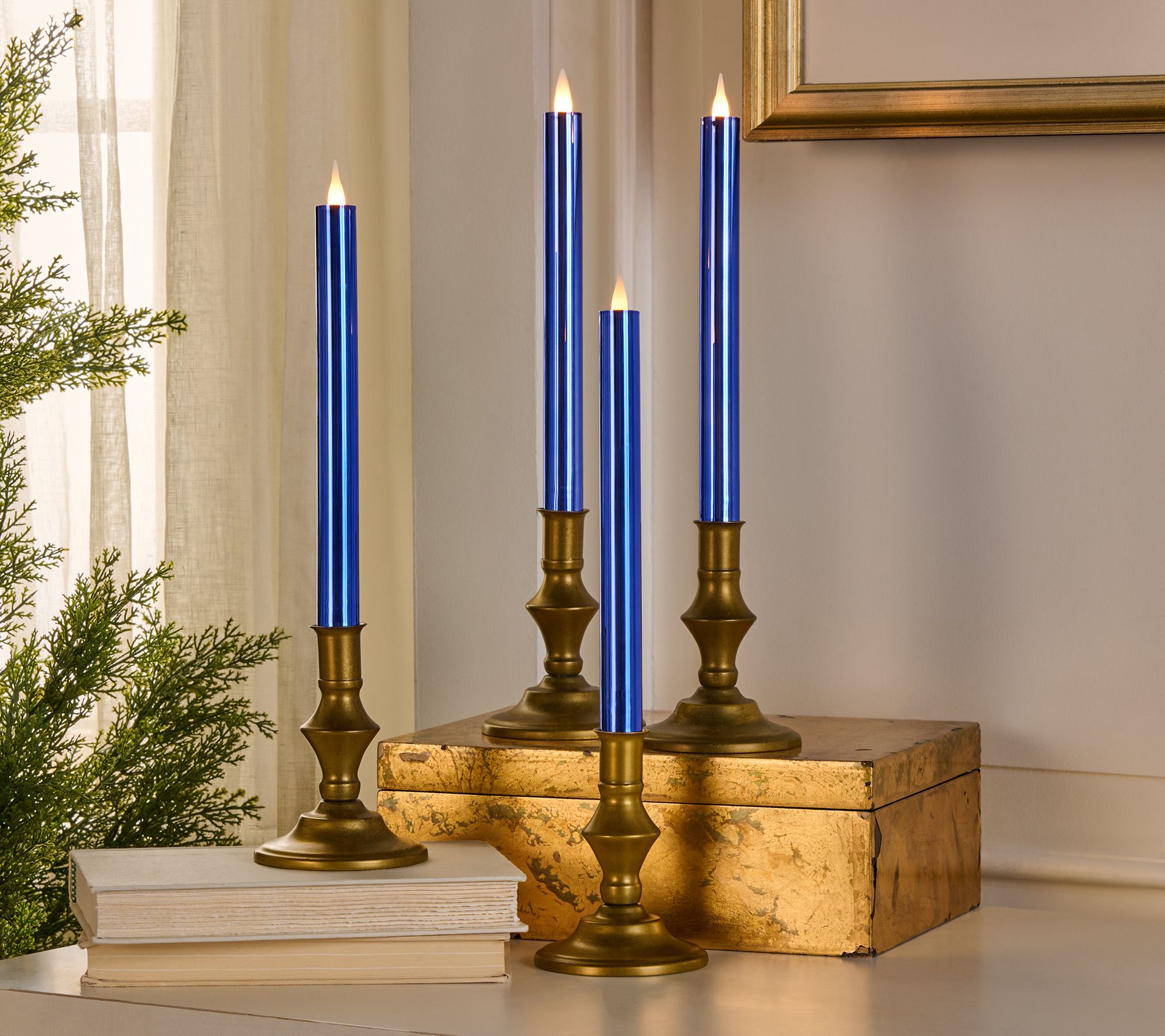 Set of 4 10" High Shine Candle Light Tapers by Valerie