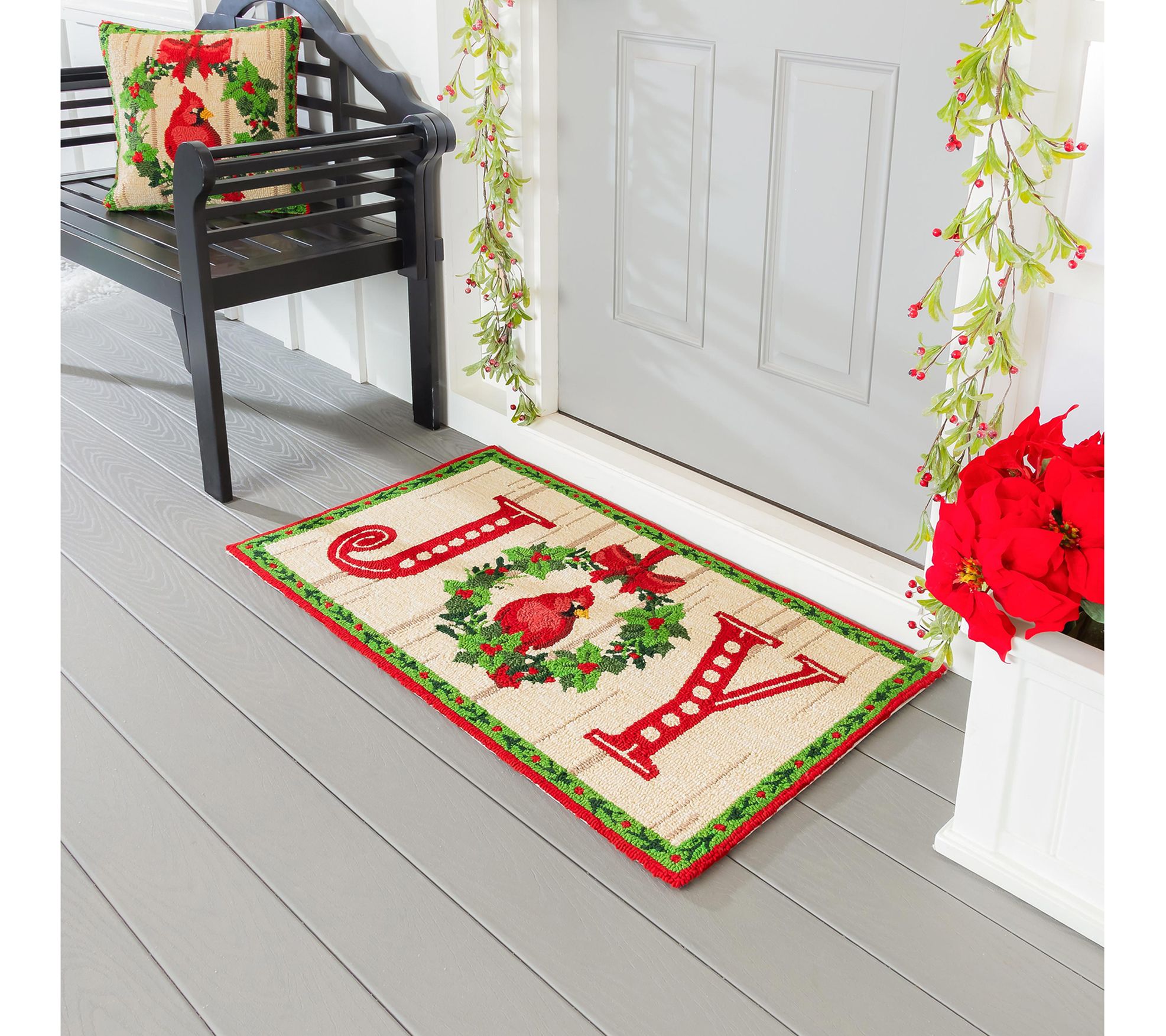 Evergreen 42"x24" Cardinal Joy Indoor/Outdoor Hooked Rug