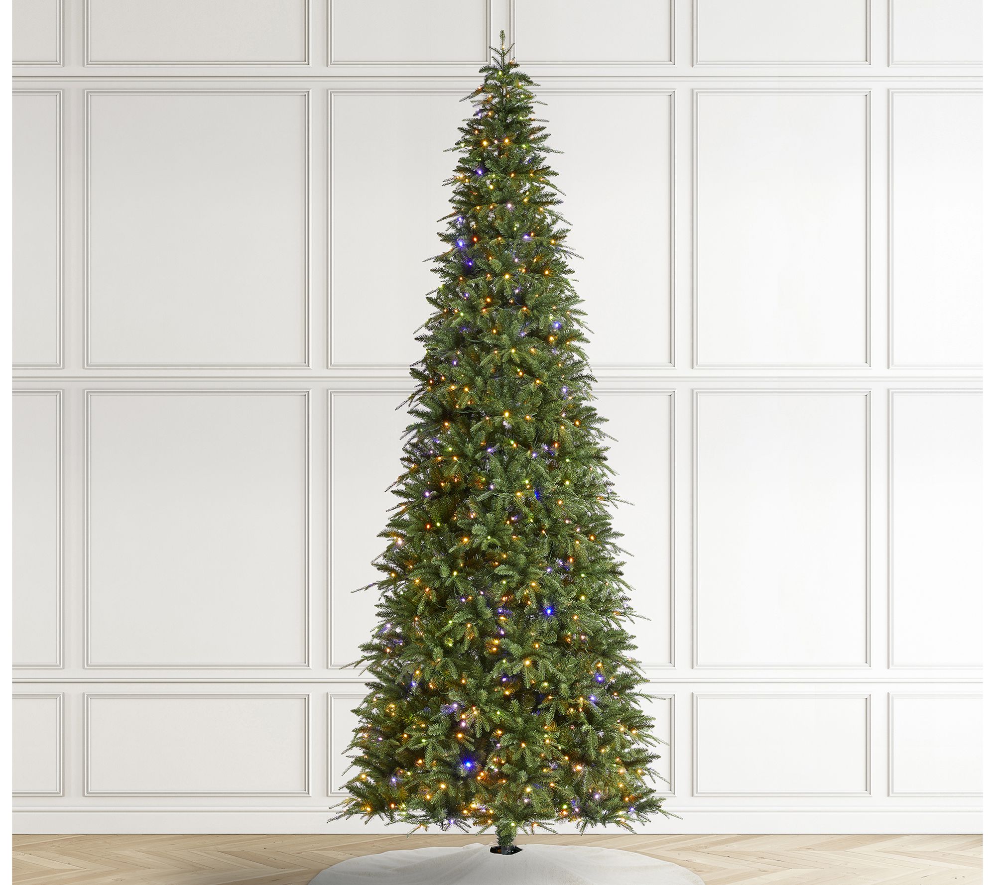 Glitzhome 11' LED Pre-Lit Green Fir Slim Faux Christmas Tree