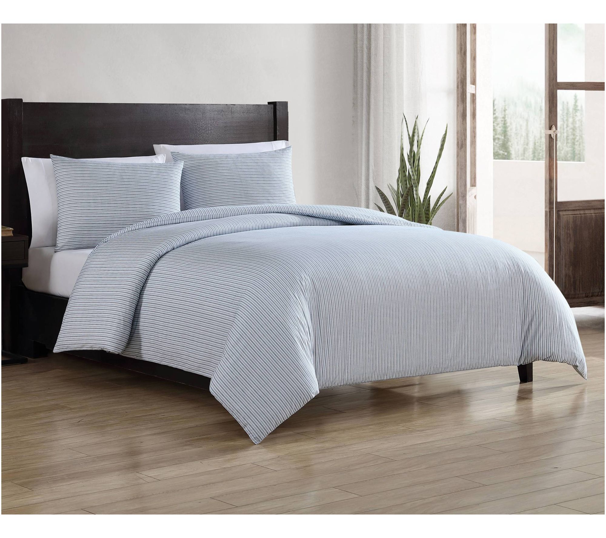 Eddie Bauer Ticking Stripe Navy Twin Duvet Cover Set