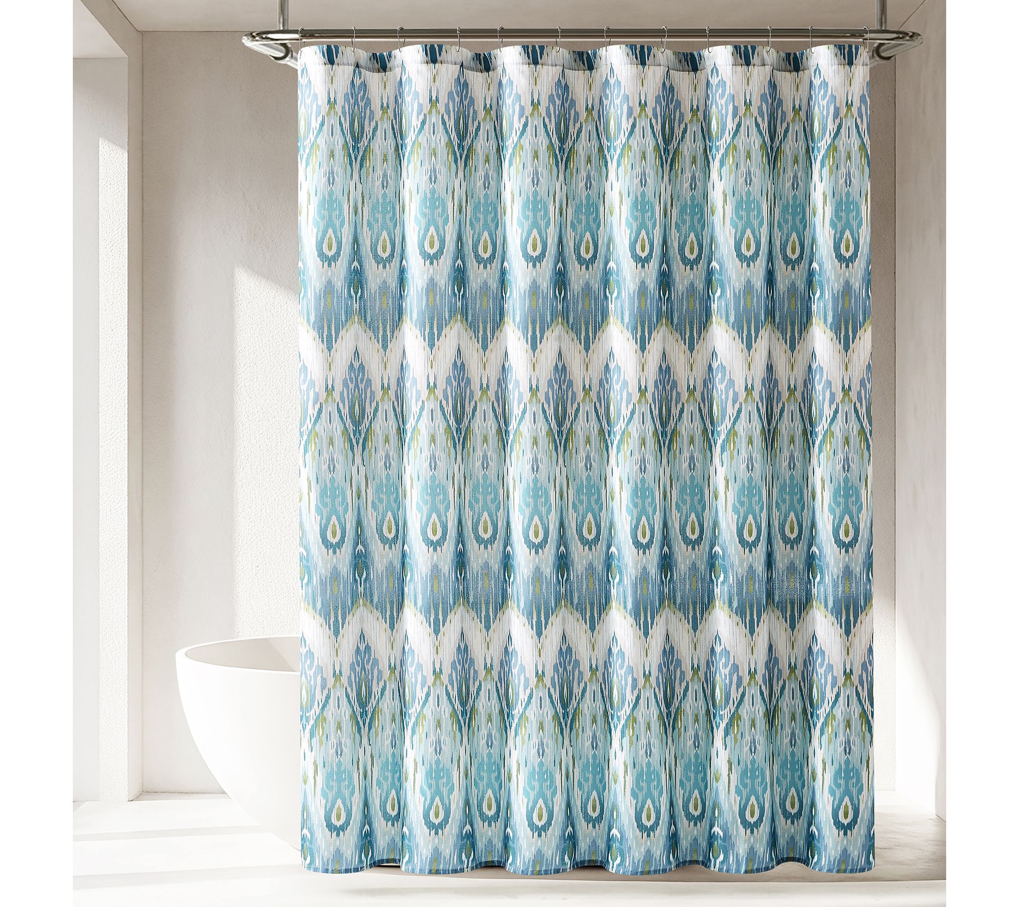 Lush Decor Ikat Drops Shower Curtain Teal Single 72x72