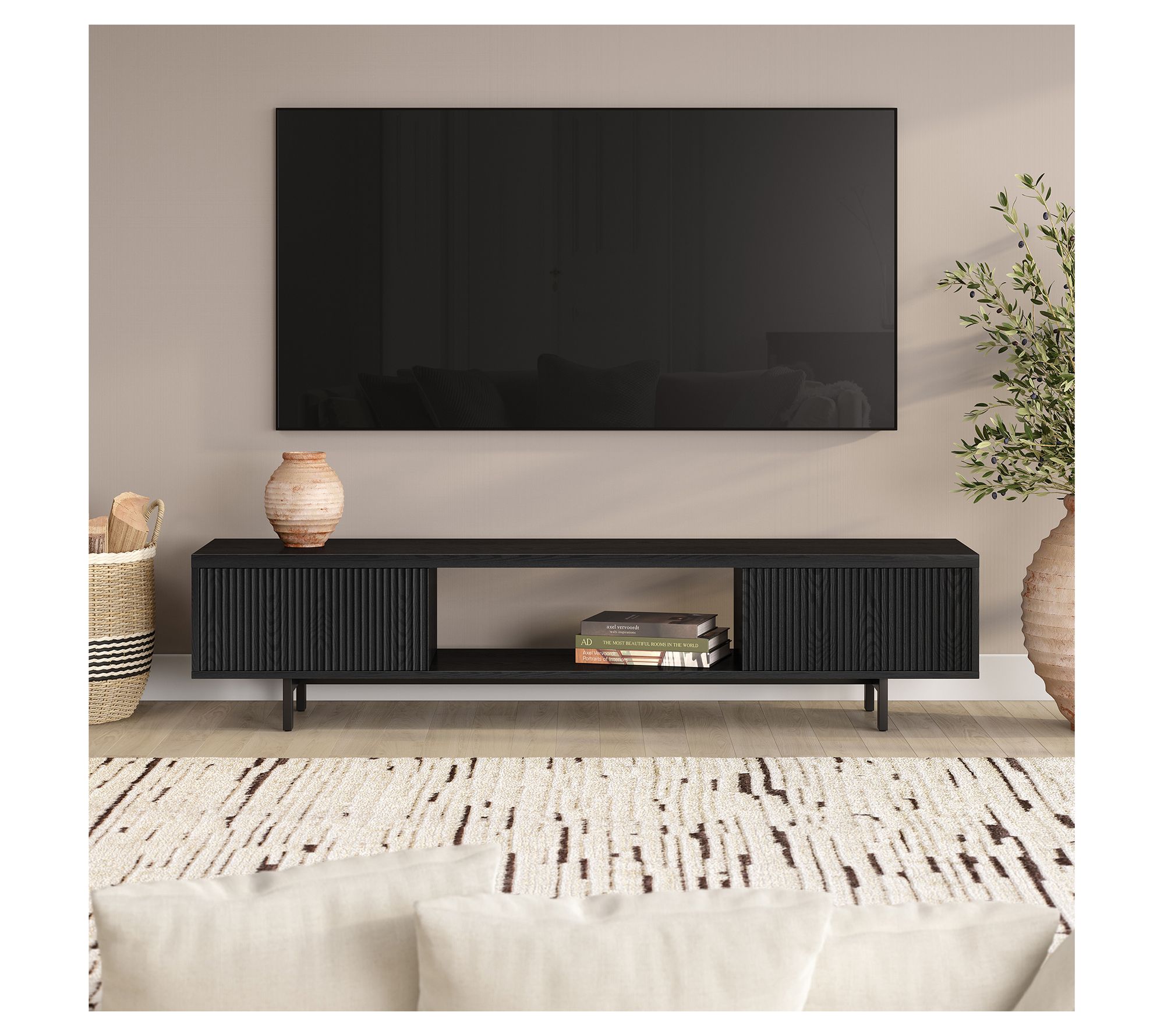 Hudson&Canal Lucien Rectangular TV Stand for TV's up to 78"