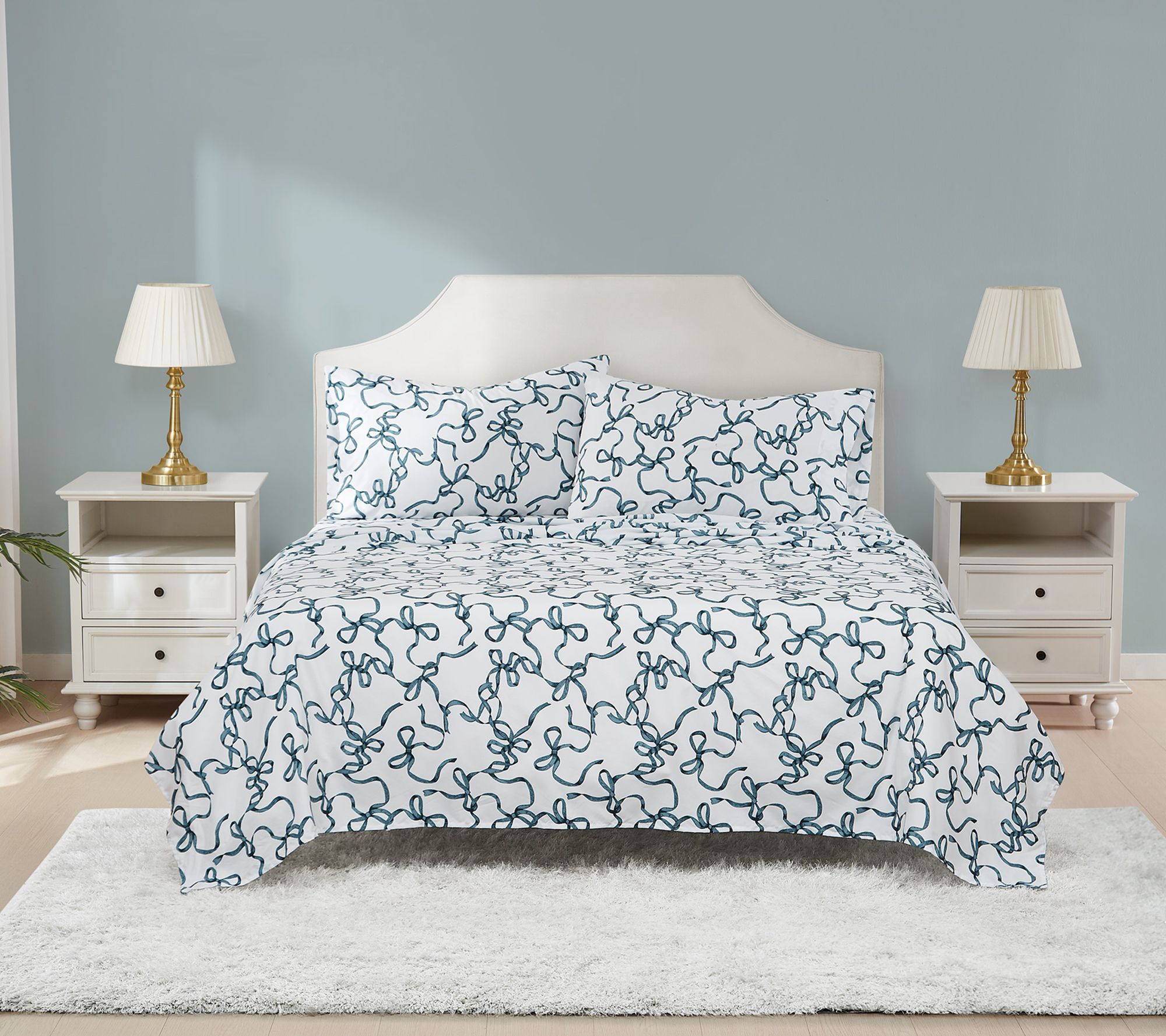 Truly Soft Printed Bow 4-Piece Full Sheet Set