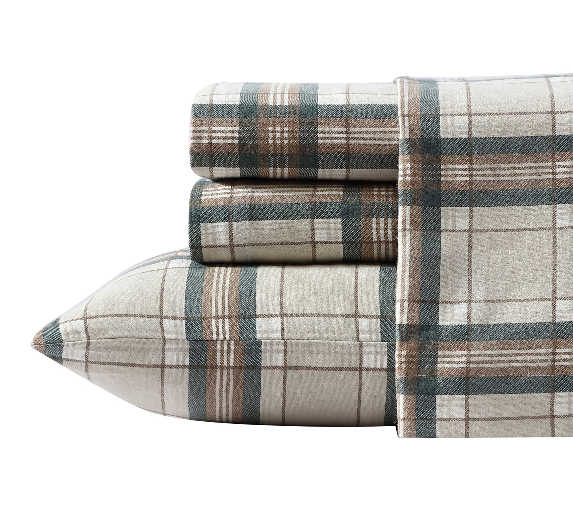Eddie Bauer Edgewood Plaid Green Cotton Queen Sheet Set