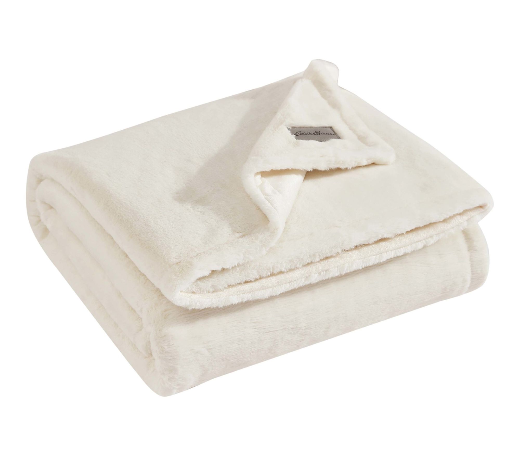 Eddie Bauer Faux Fur Solid Beige 50"X60" Throw