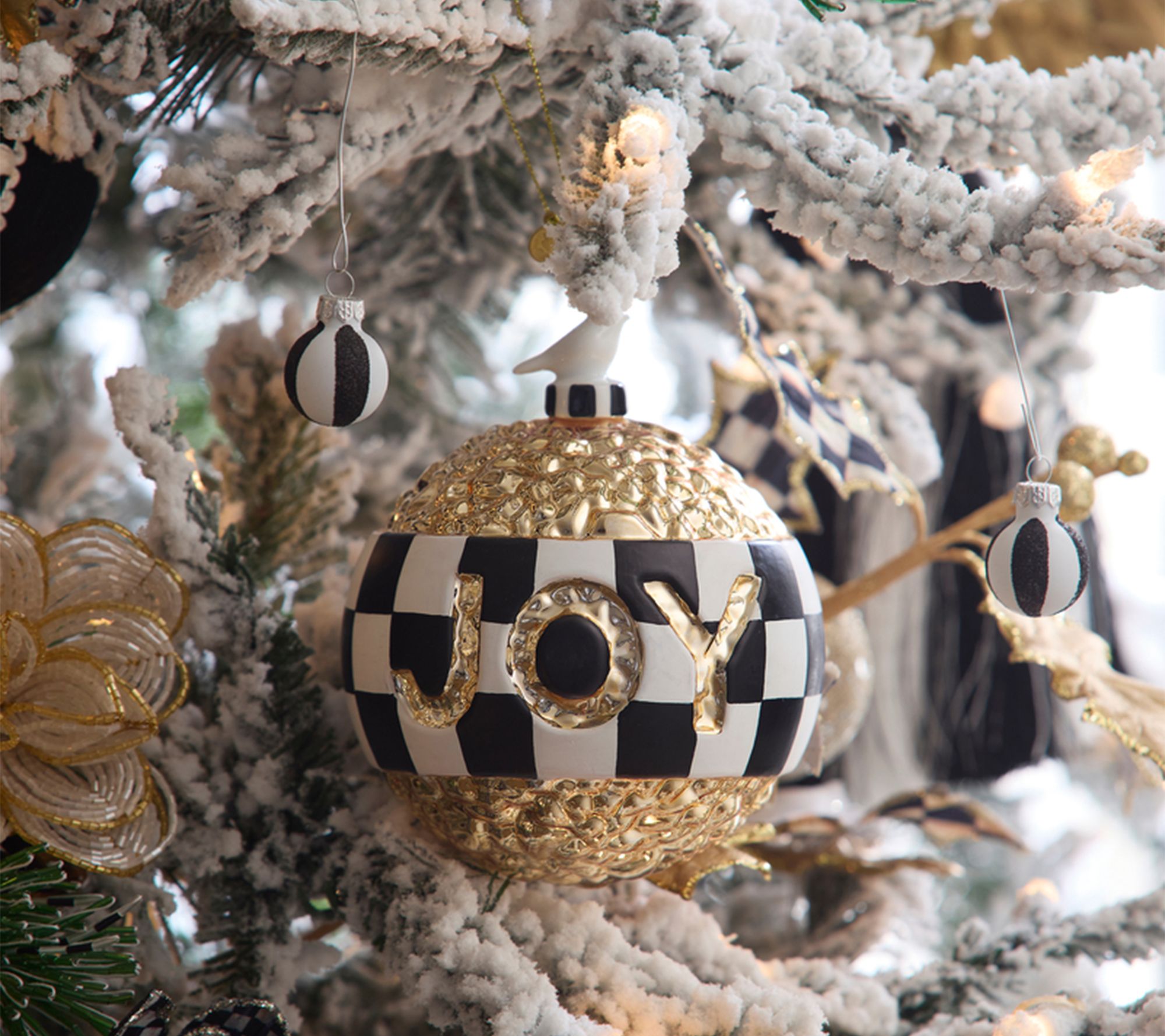 MacKenzie-Childs Courtly Noel JOY Glass Ball Ornament - QVC.com