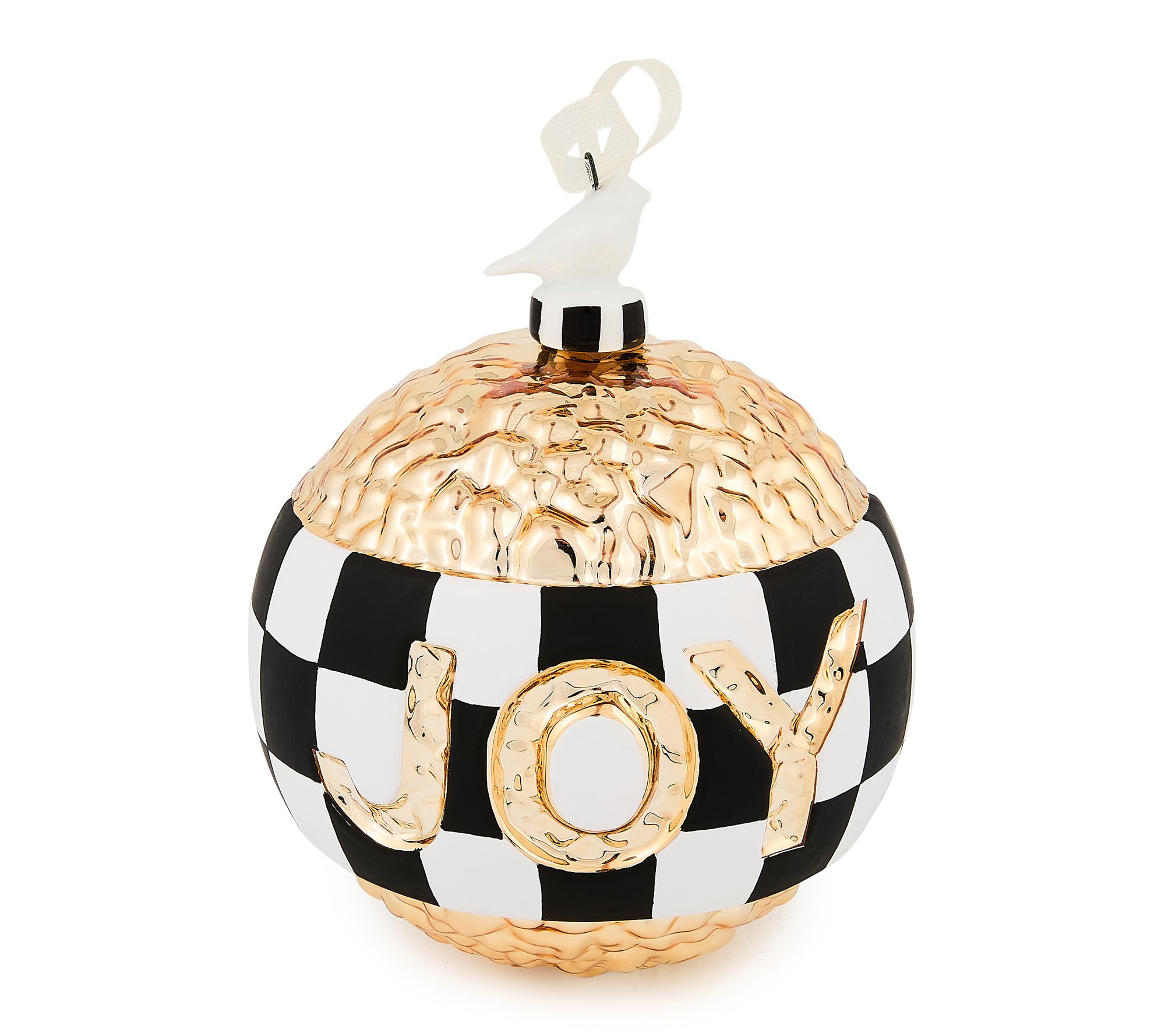 MacKenzie-Childs Courtly Noel JOY Glass Ball Ornament