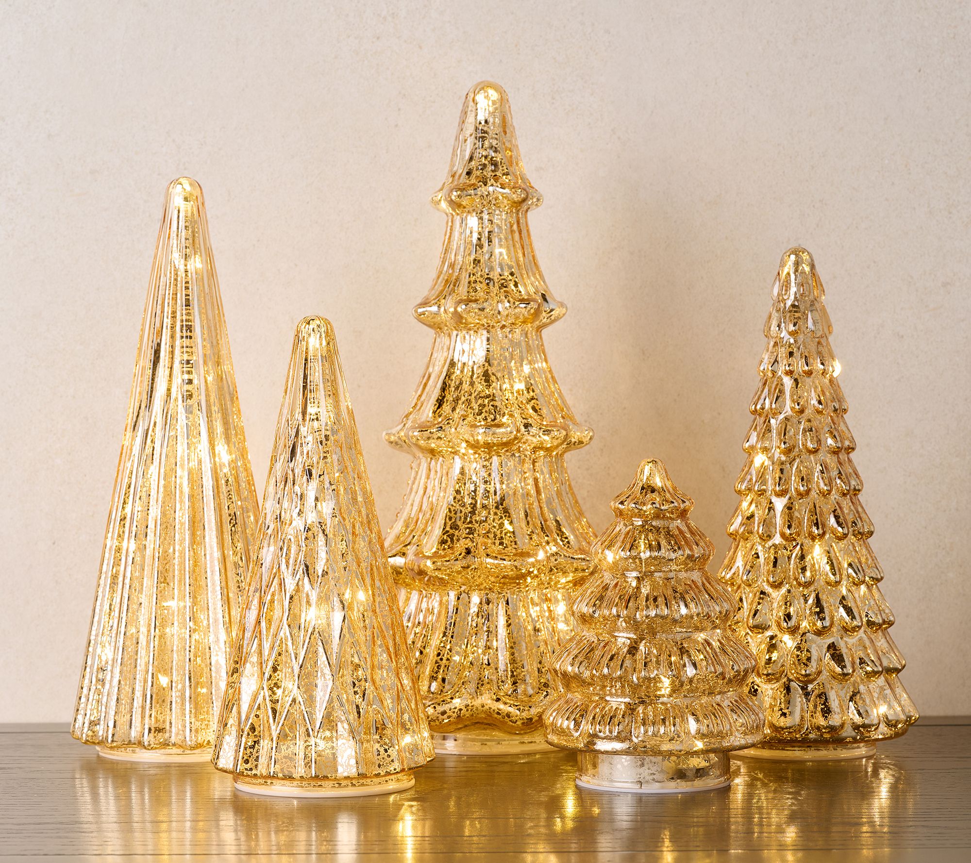 Home Reflections Set of 5 Mercury Glass Trees