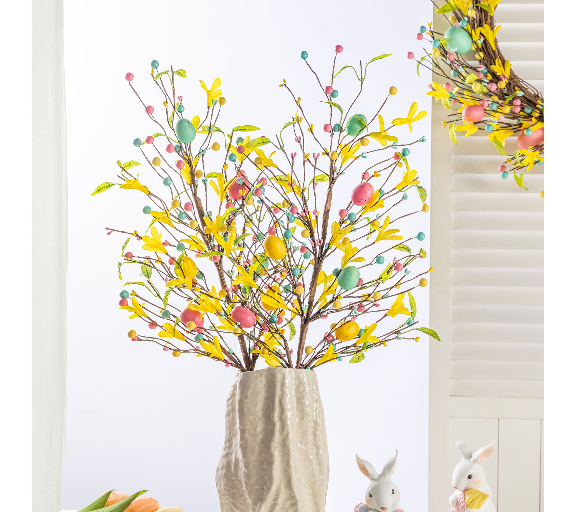 Glitzhome S/2 28"H Easter Berries & Eggs Picks