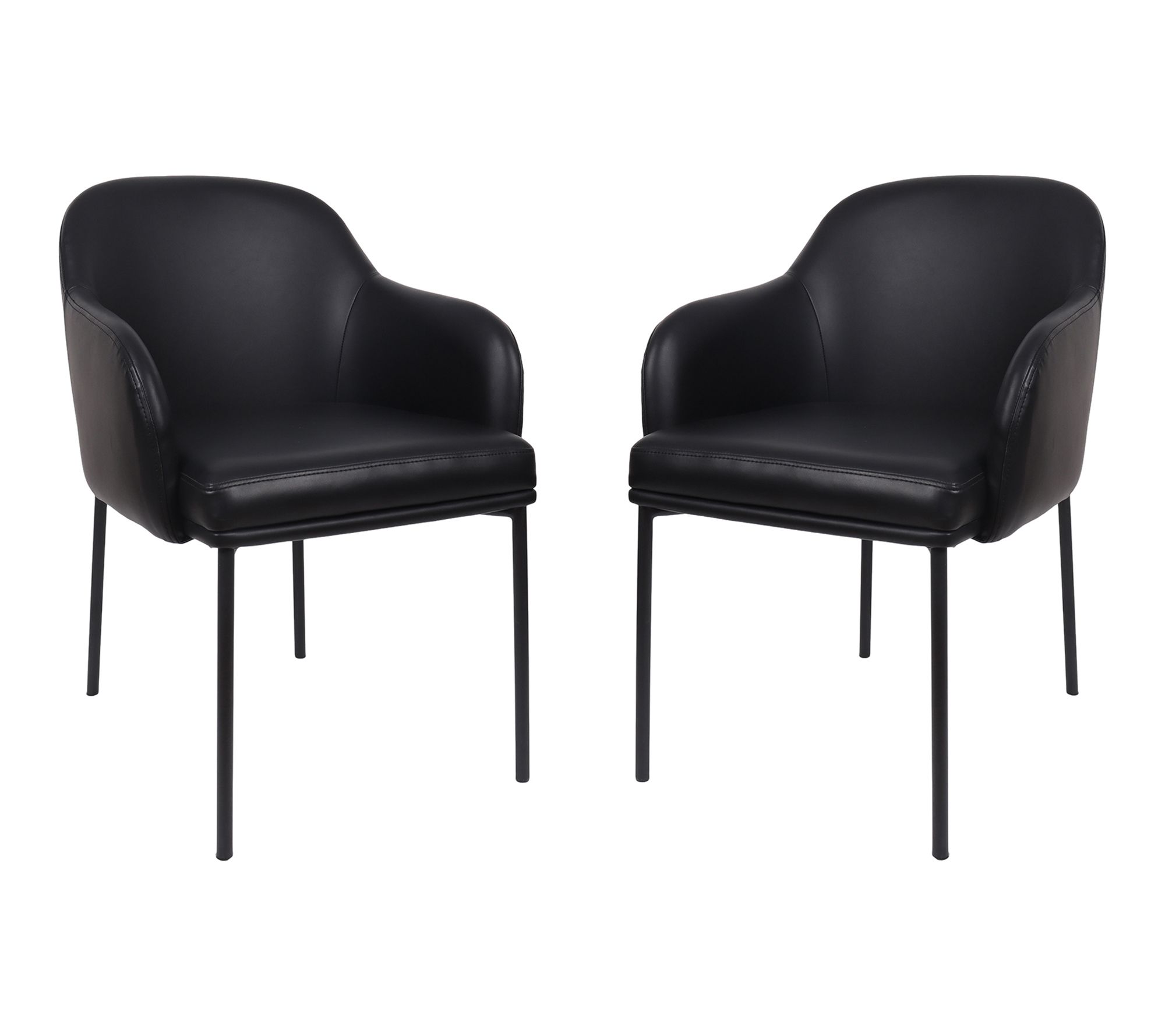 Manhattan Comfort Loft Metal Vegan Leather Armchair - Set of 2
