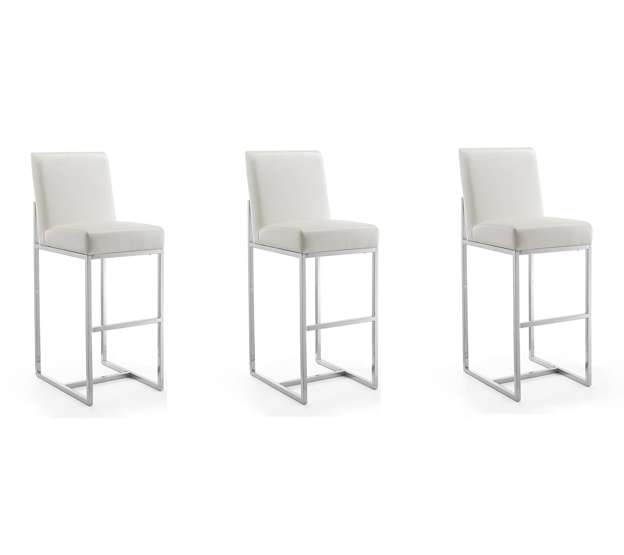 Manhattan Comfort Element Metal Upholstered Barstool- Set of 3