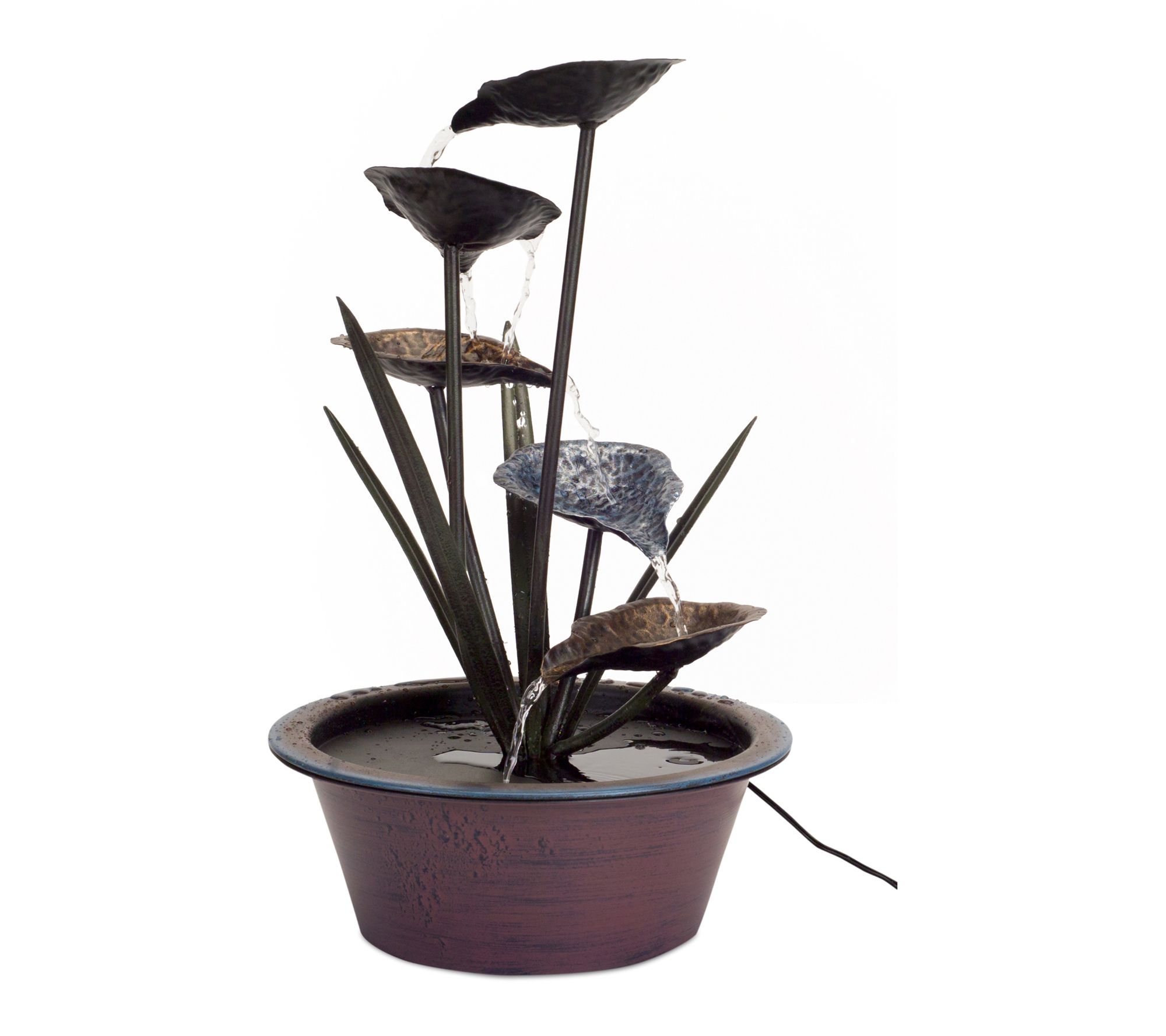 Melrose International Bronze Metal Lotus Leaf Fountain 22"H