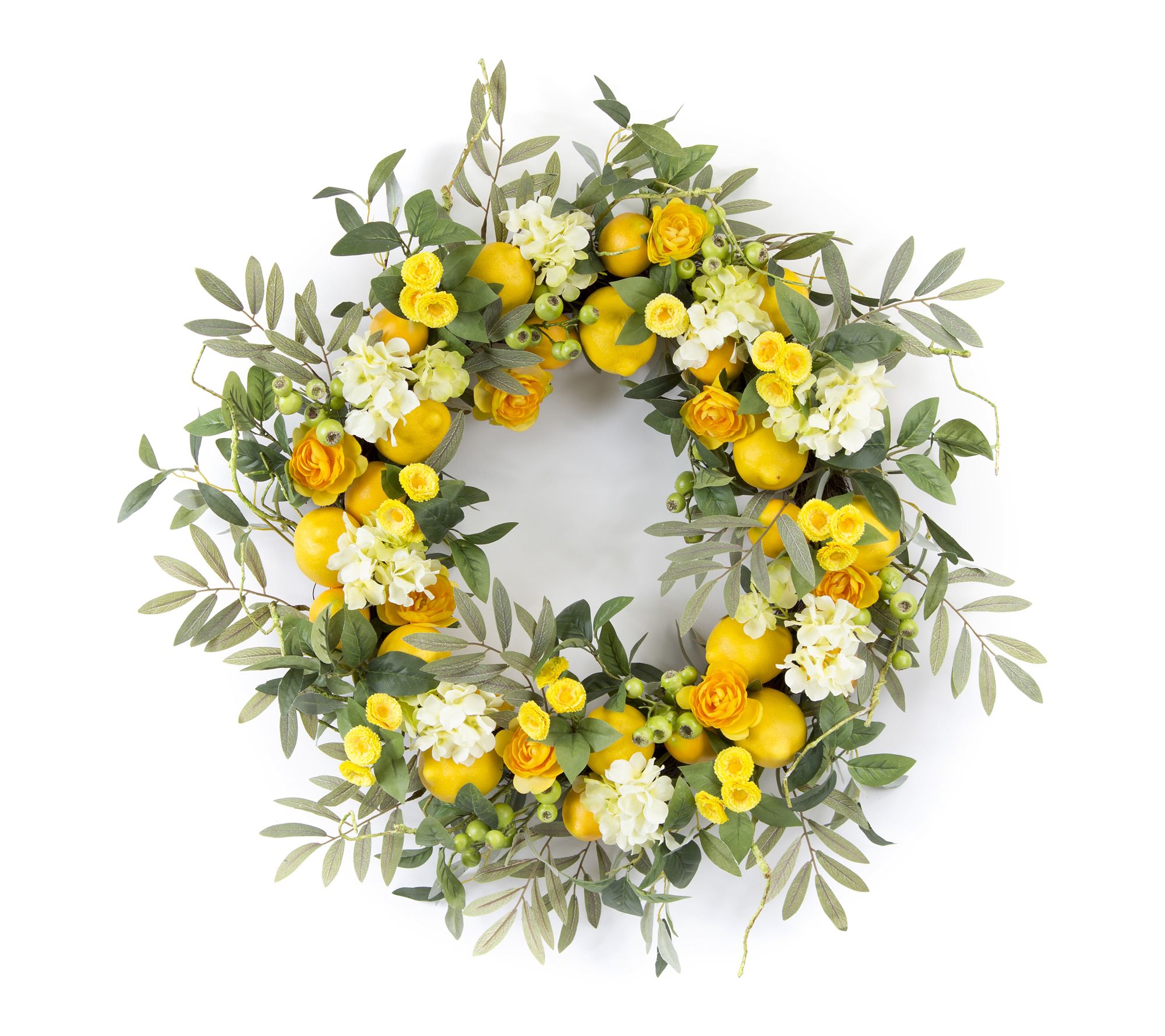 Melrose International Lemon Floral Wreath 28"D