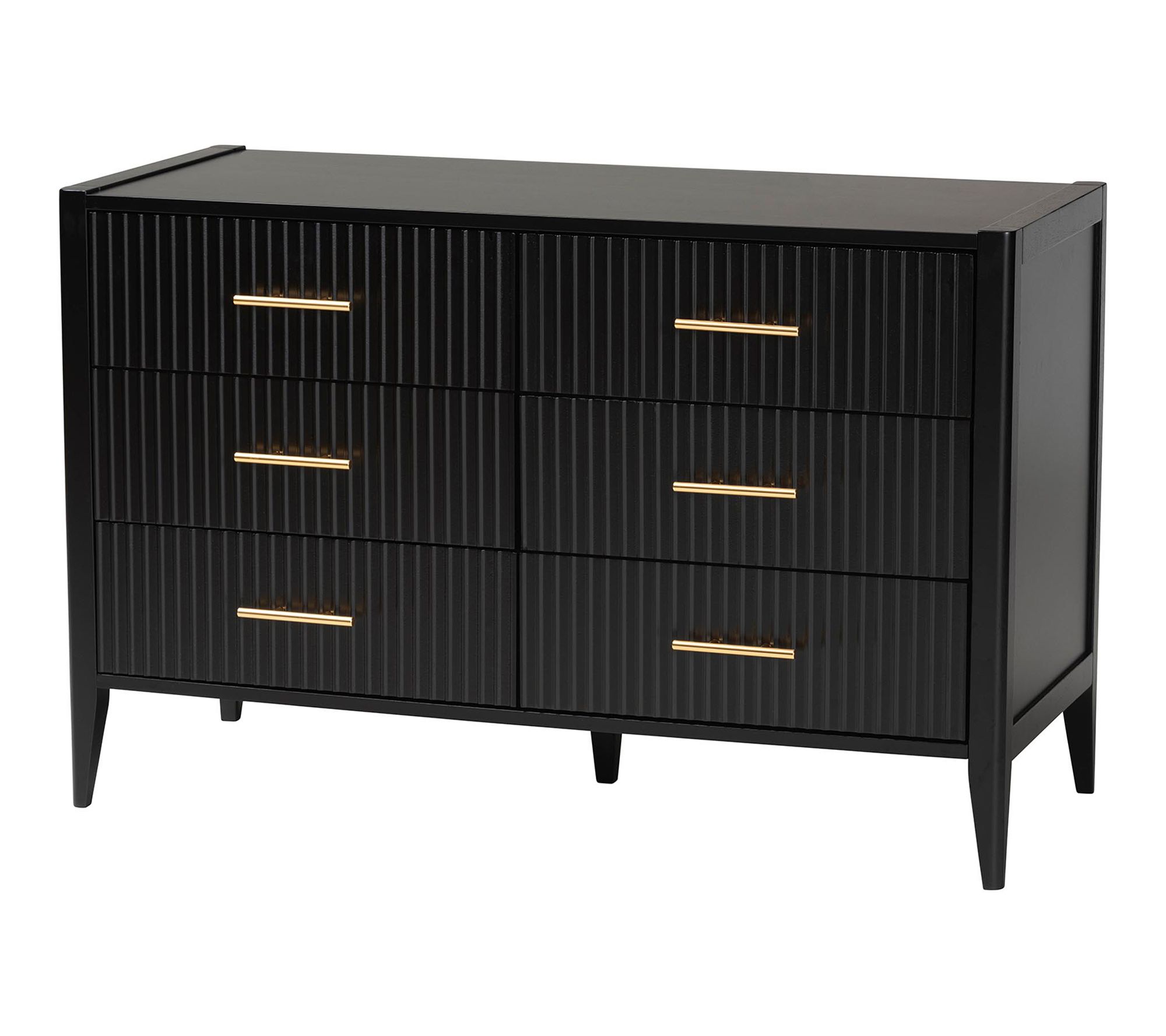 Baxton Studio Primrose Fluted Wood 6-Drawer Dresser