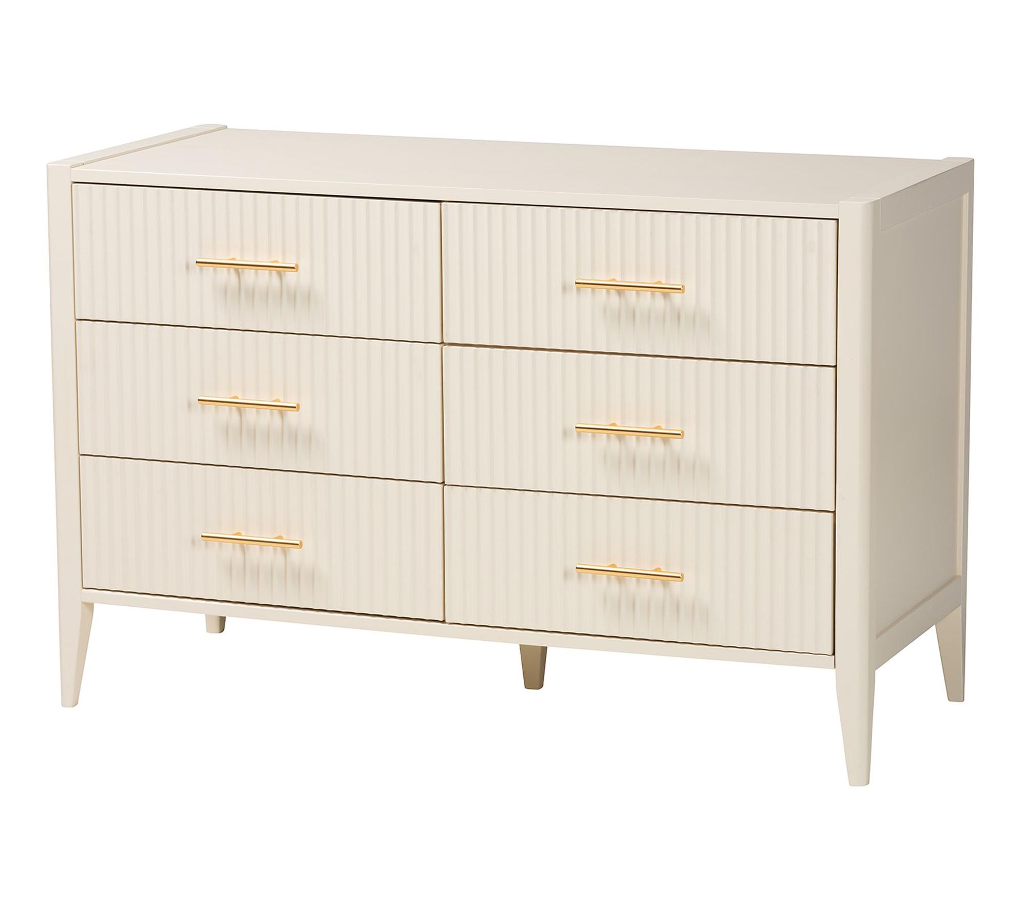 Baxton Studio Primrose Fluted Wood 6-Drawer Dresser