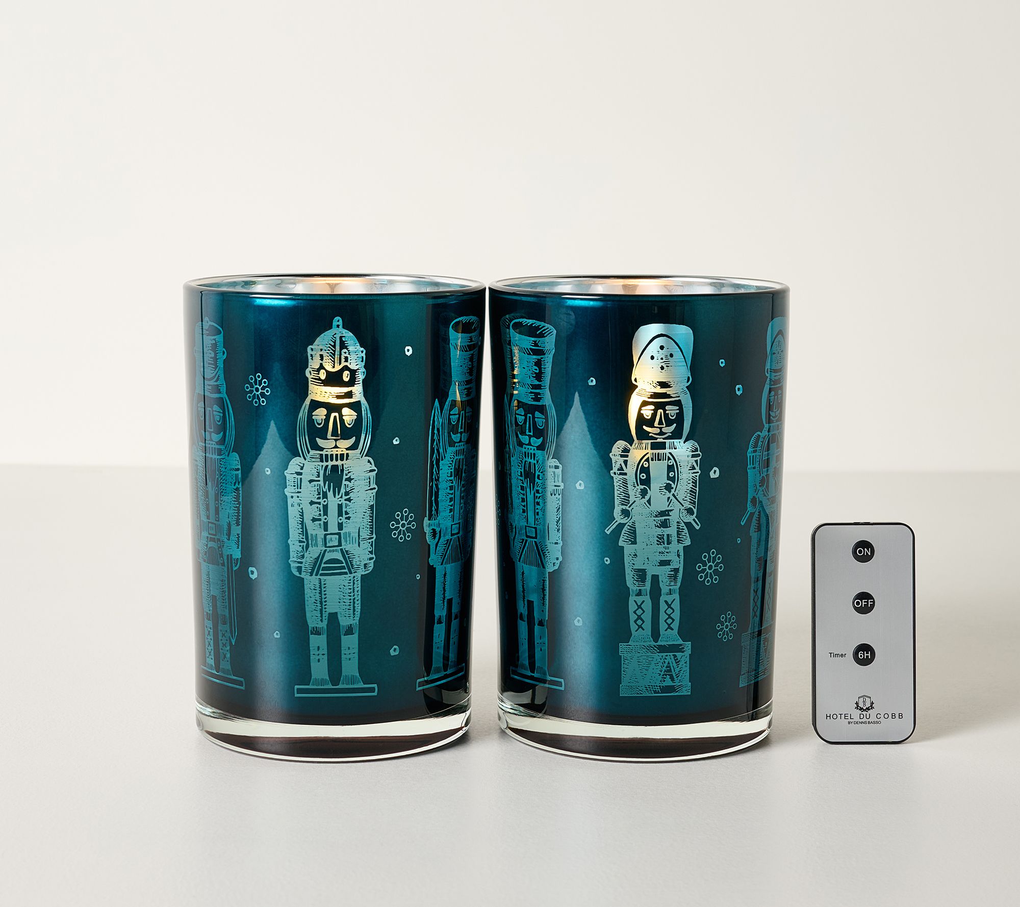 Hotel du Cobb by Dennis Basso S/2 Etched Glass Hurricanes