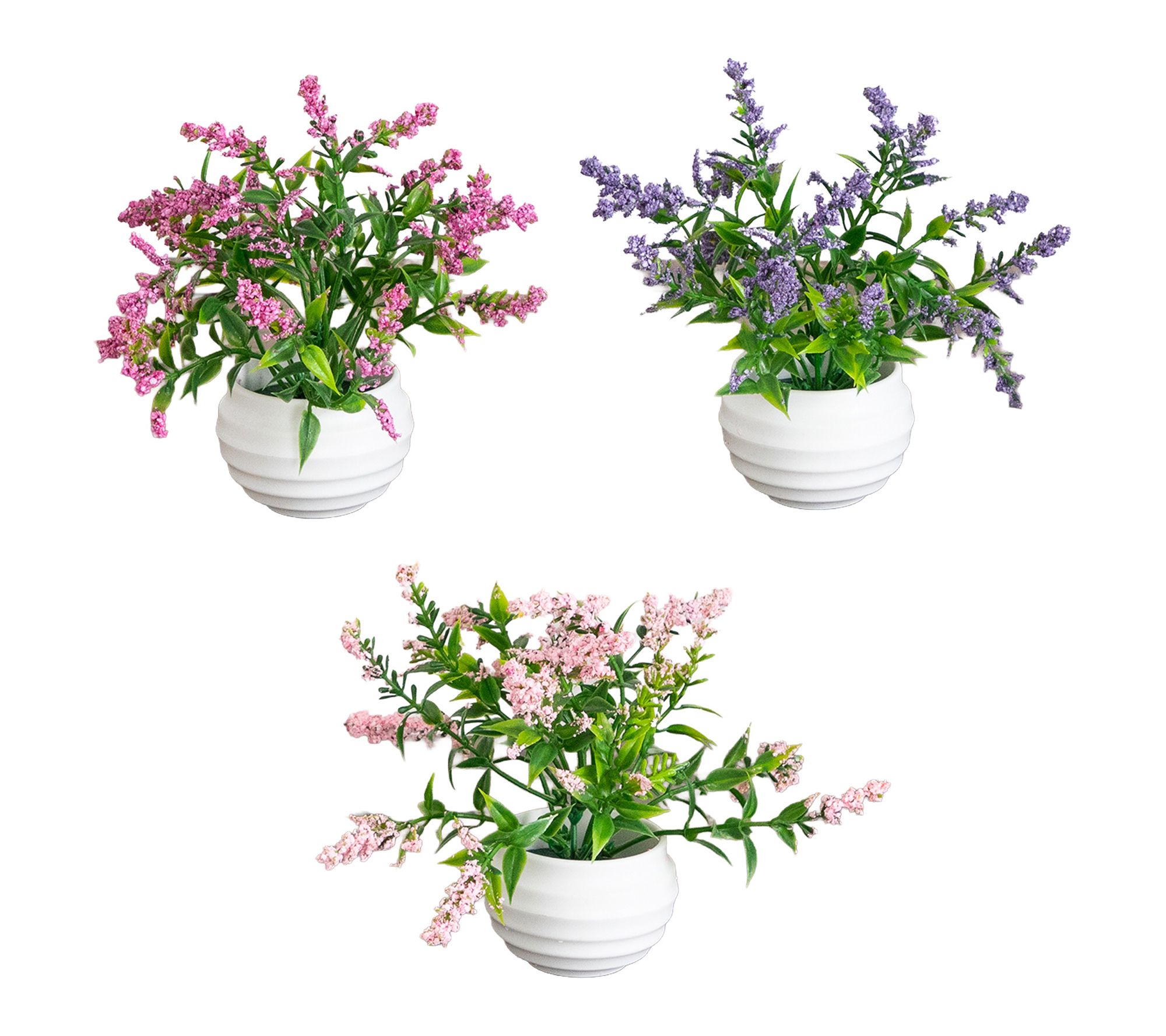 Artificial Mini Lavender in Pot - Set of 3 by Nearly Natural