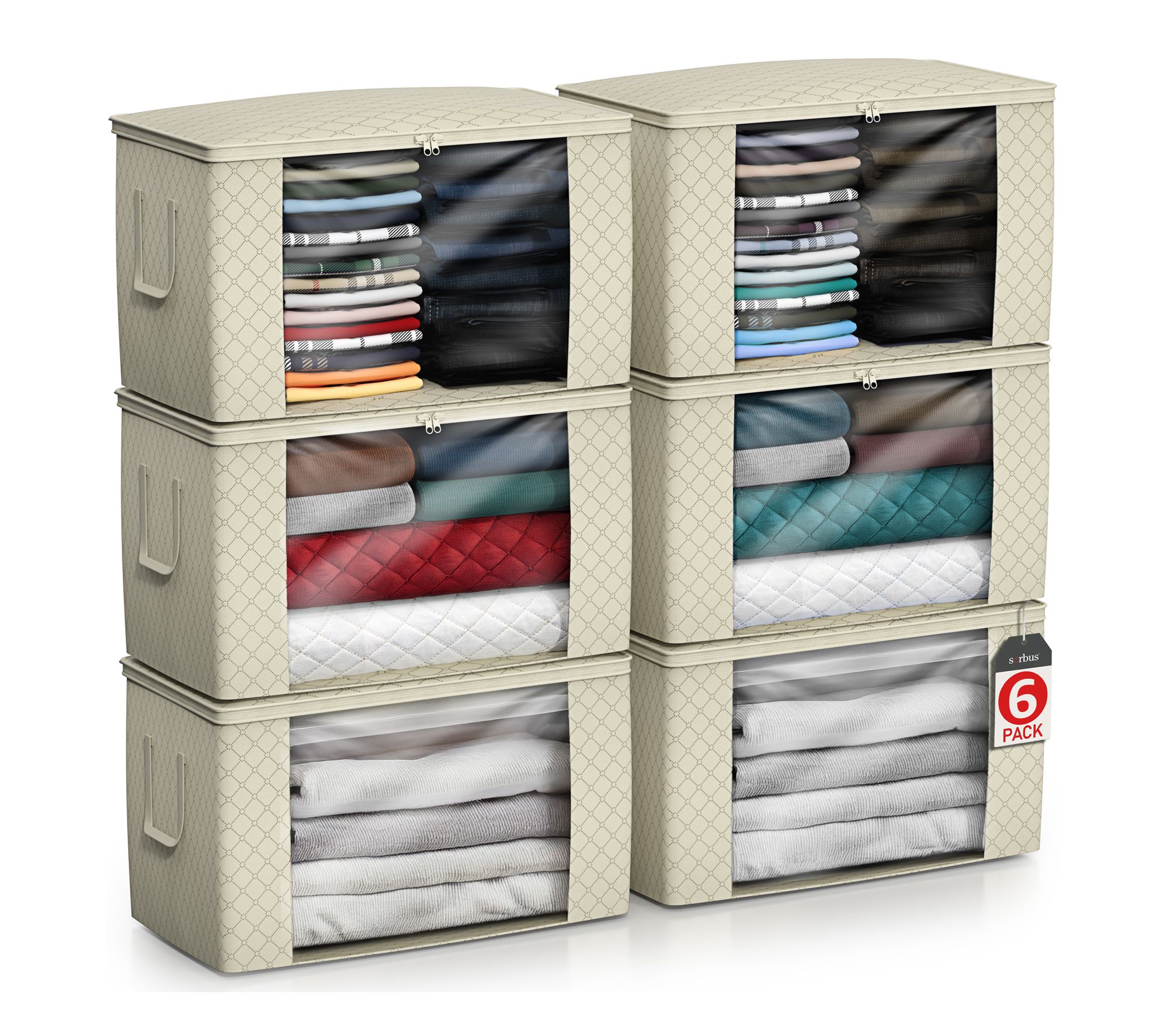 Sorbus Foldable Storage Bag Organizers, 6 PackLarge