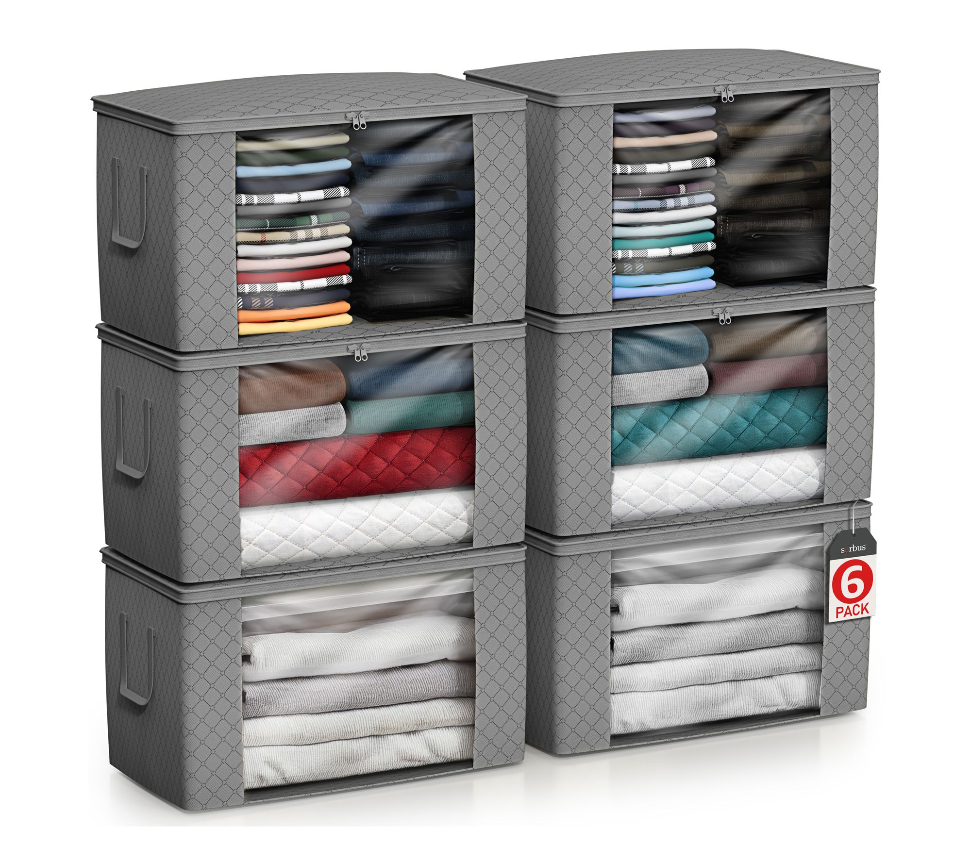 Sorbus Foldable Storage Bag Organizers, 6 PackLarge