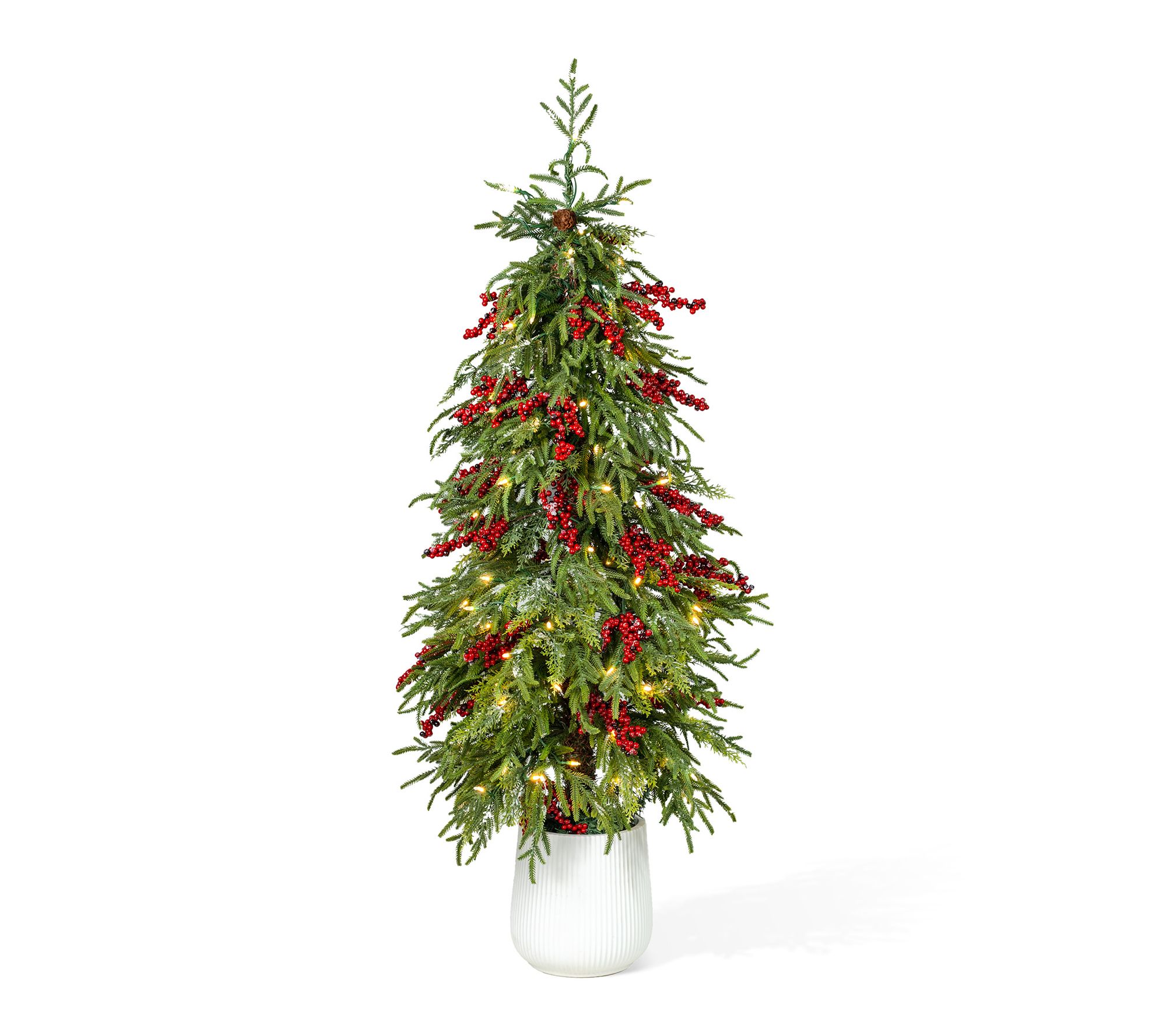 Glitzhome Pre -lit Christmas Artificial Norfolk Pine Porch Tree