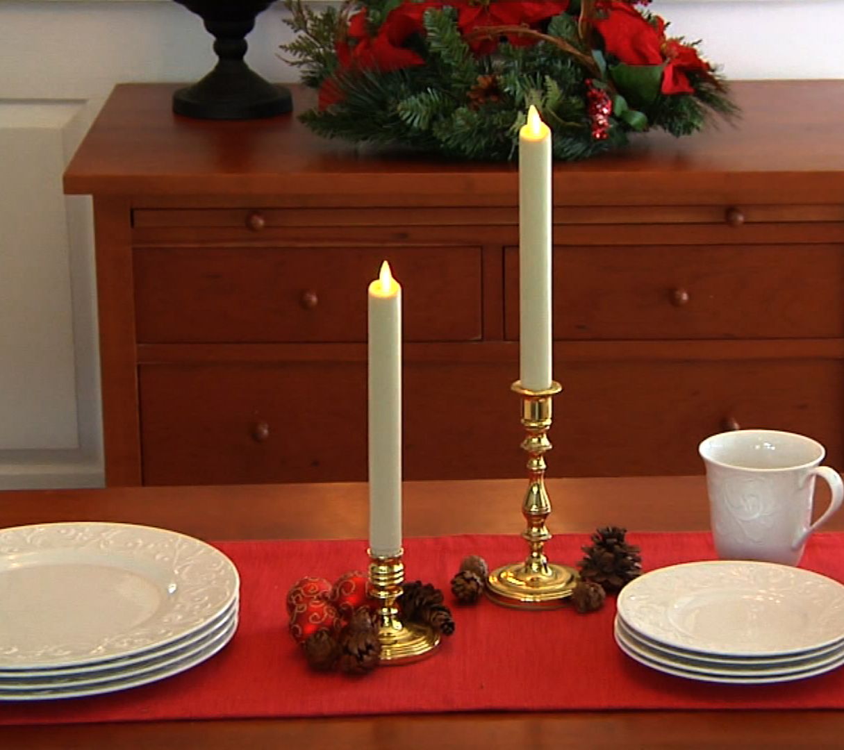 Set of 2 Luminara 8" WaxDipped Taper Flameless Candles