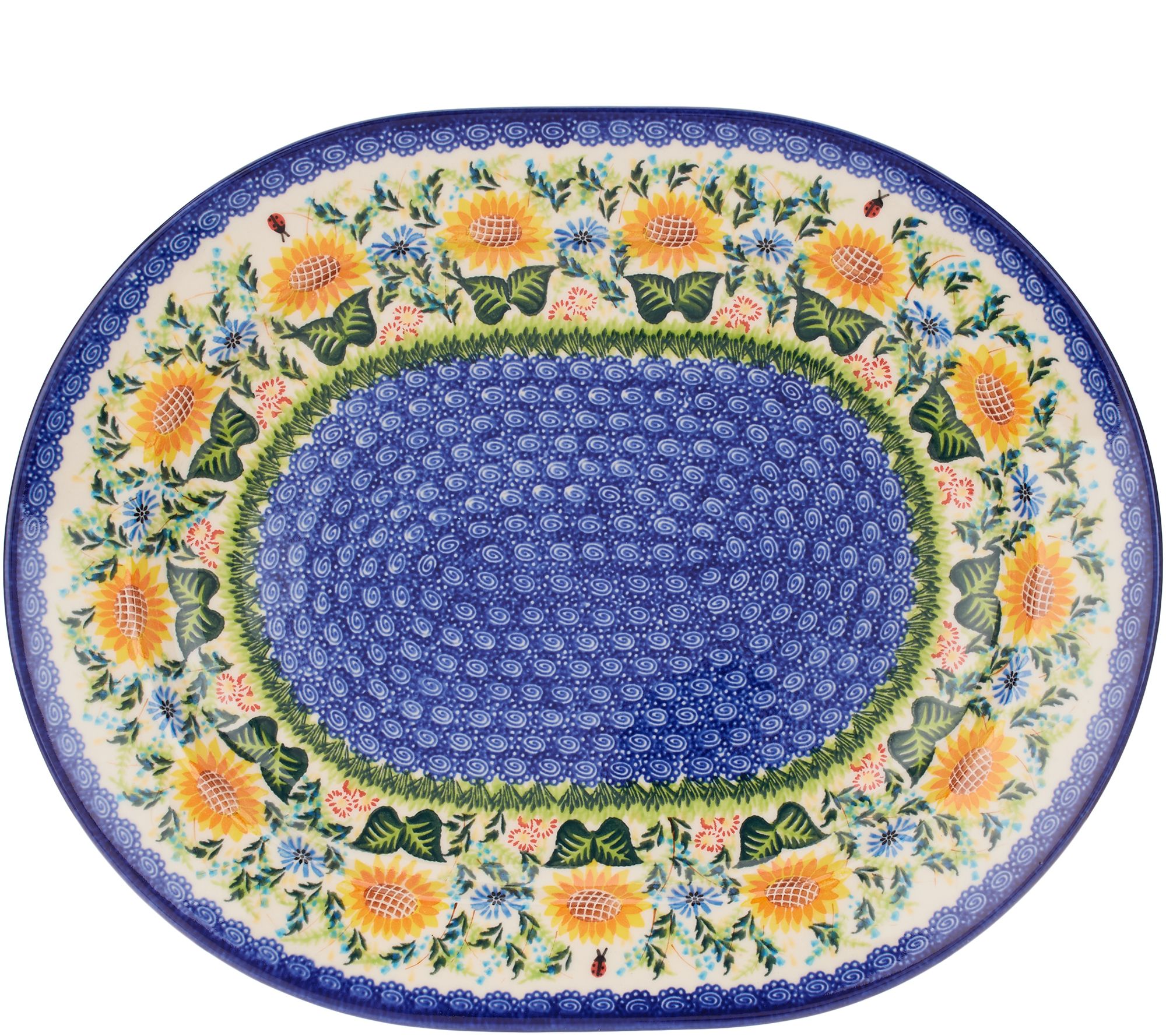 18 x 23 cm 0428 Unique Flowers Plate/Platter from Bolesławiec Ceramics handmade
