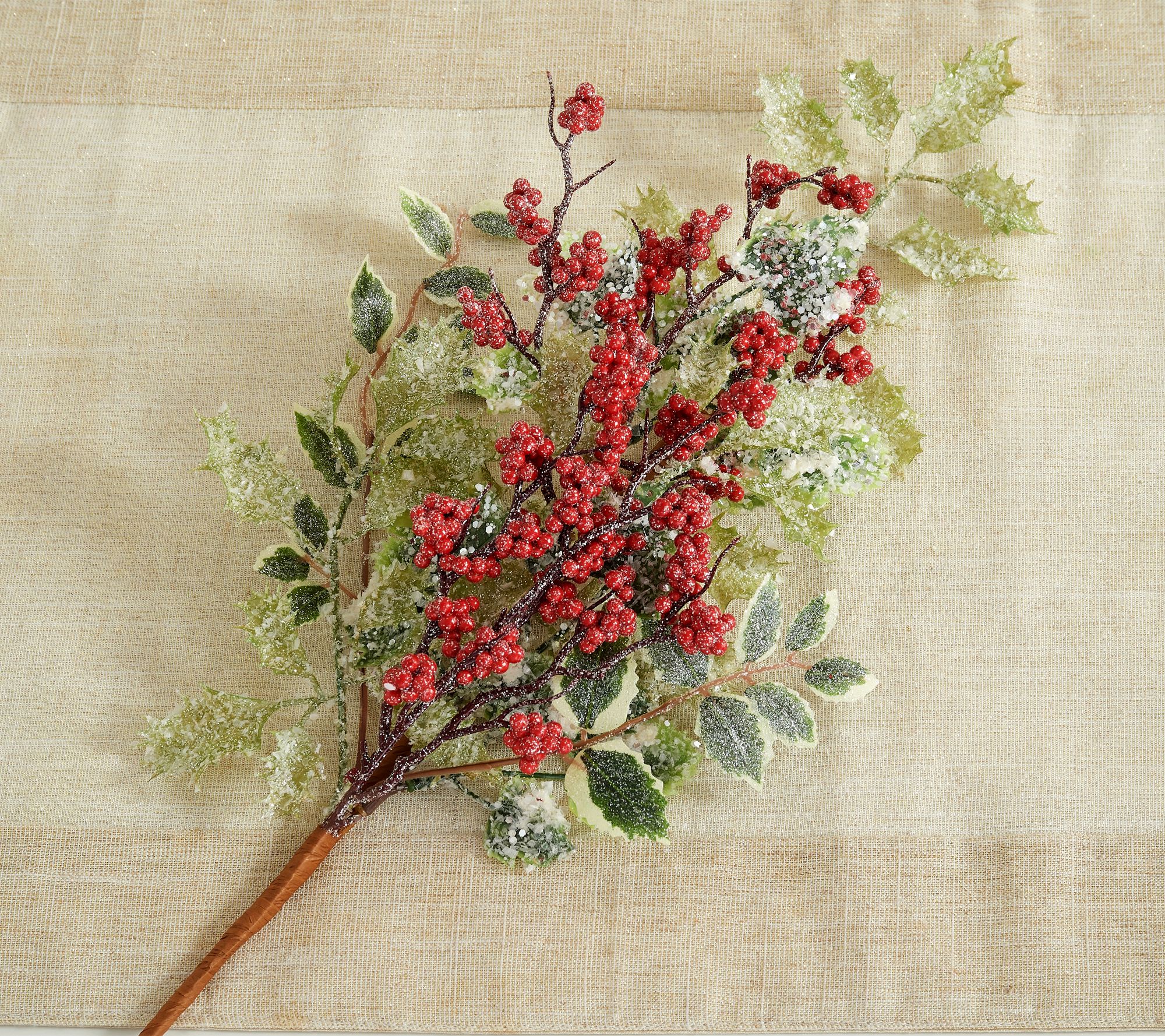 Set of 4 Frosted Holly Berry Stems by Valerie 