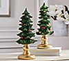 Set of 2 12" Footed Trees with Ornaments by Valerie
