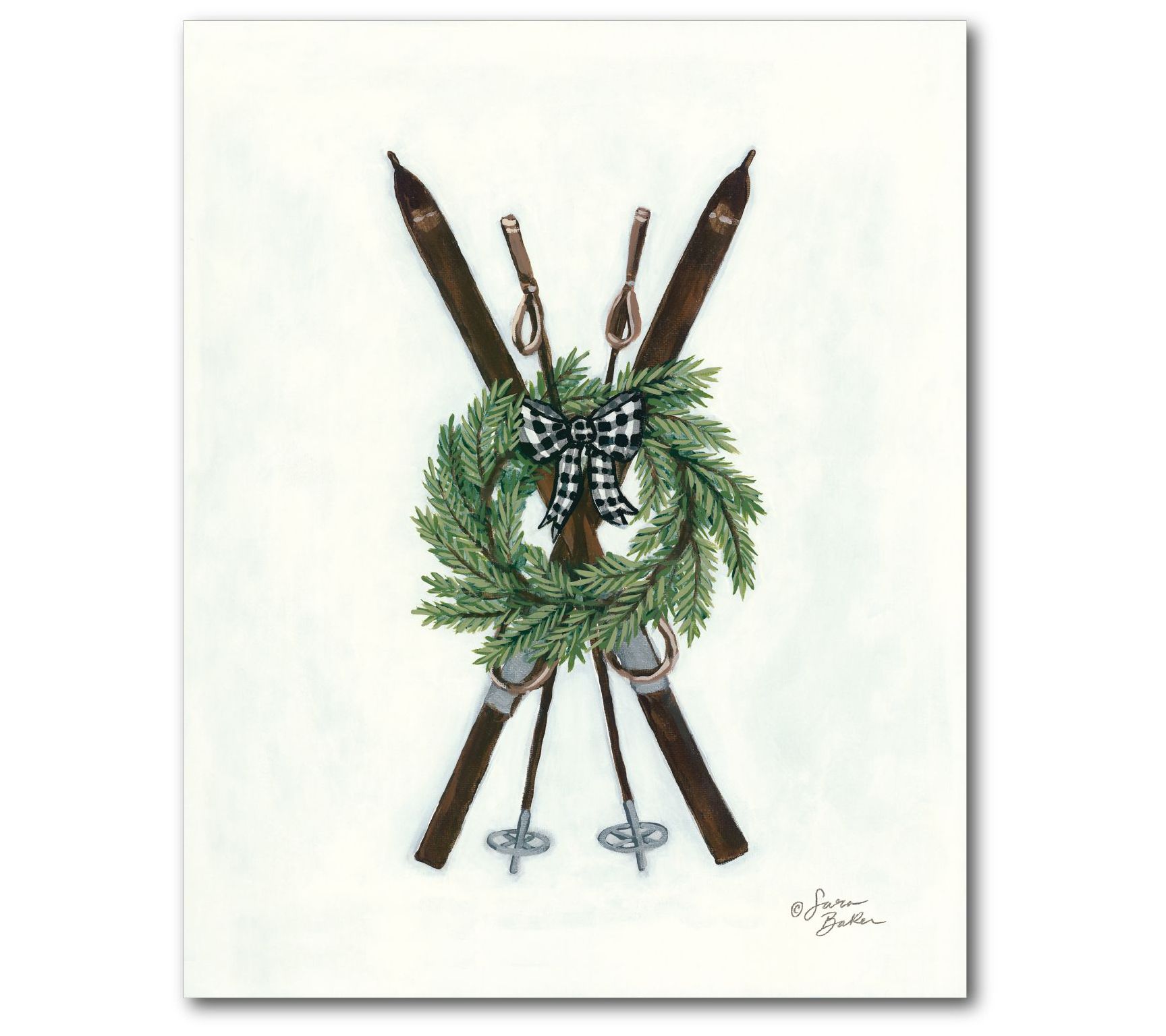 Courtside Market Vintage Winter Skis 12x18 Canvas