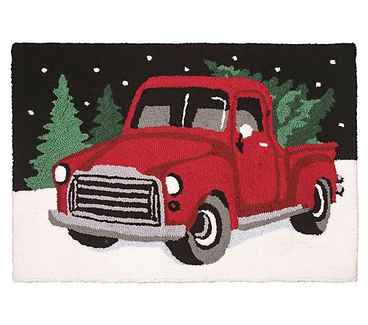 Snow Truck Hooked 2x3 Rug by Valerie