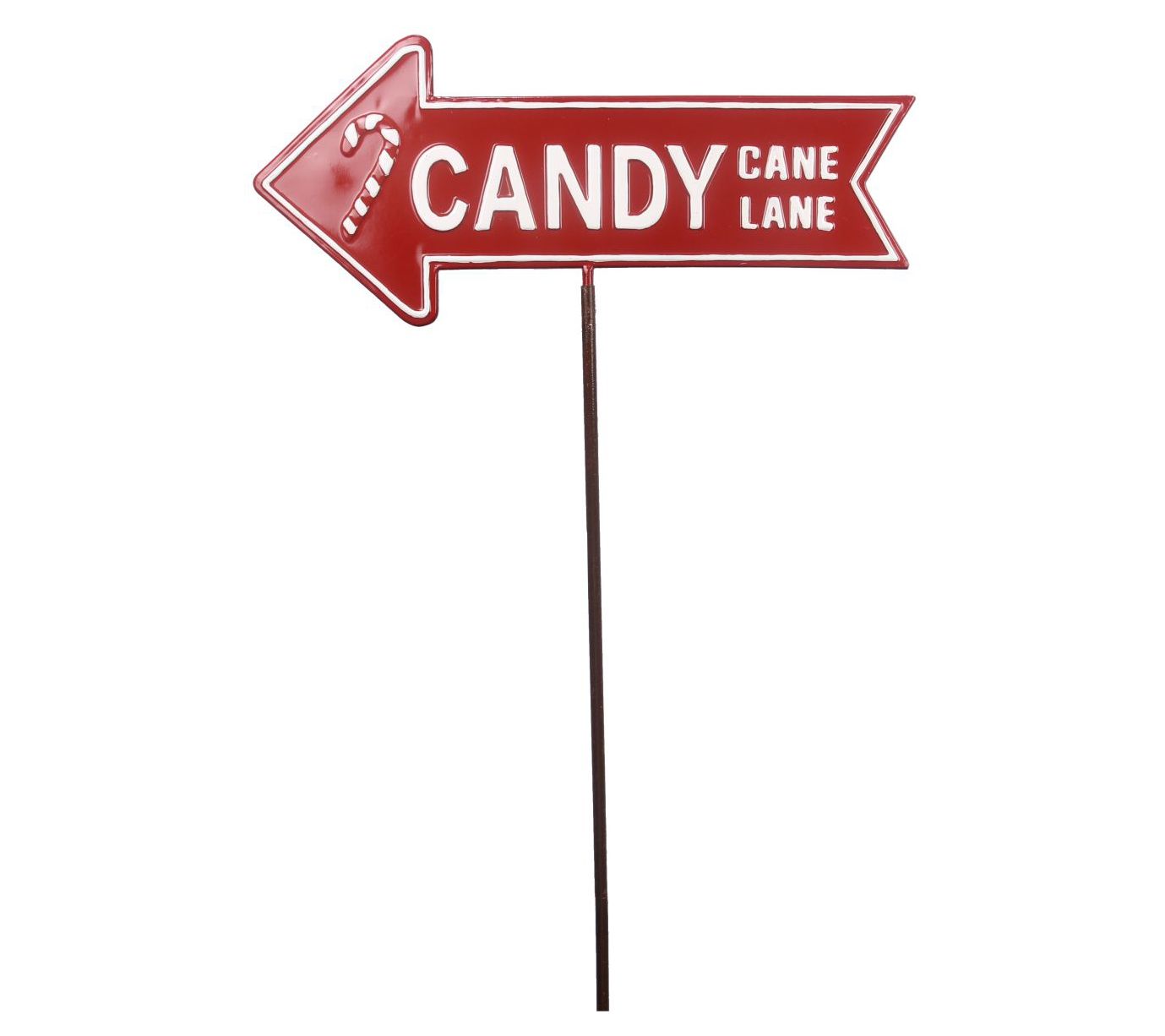 Young's metal Candy Cane Lane directional garden stake
