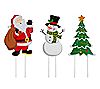 Glitzhome Santa Snowman Christmas Tree Yard Stake Trio S/3