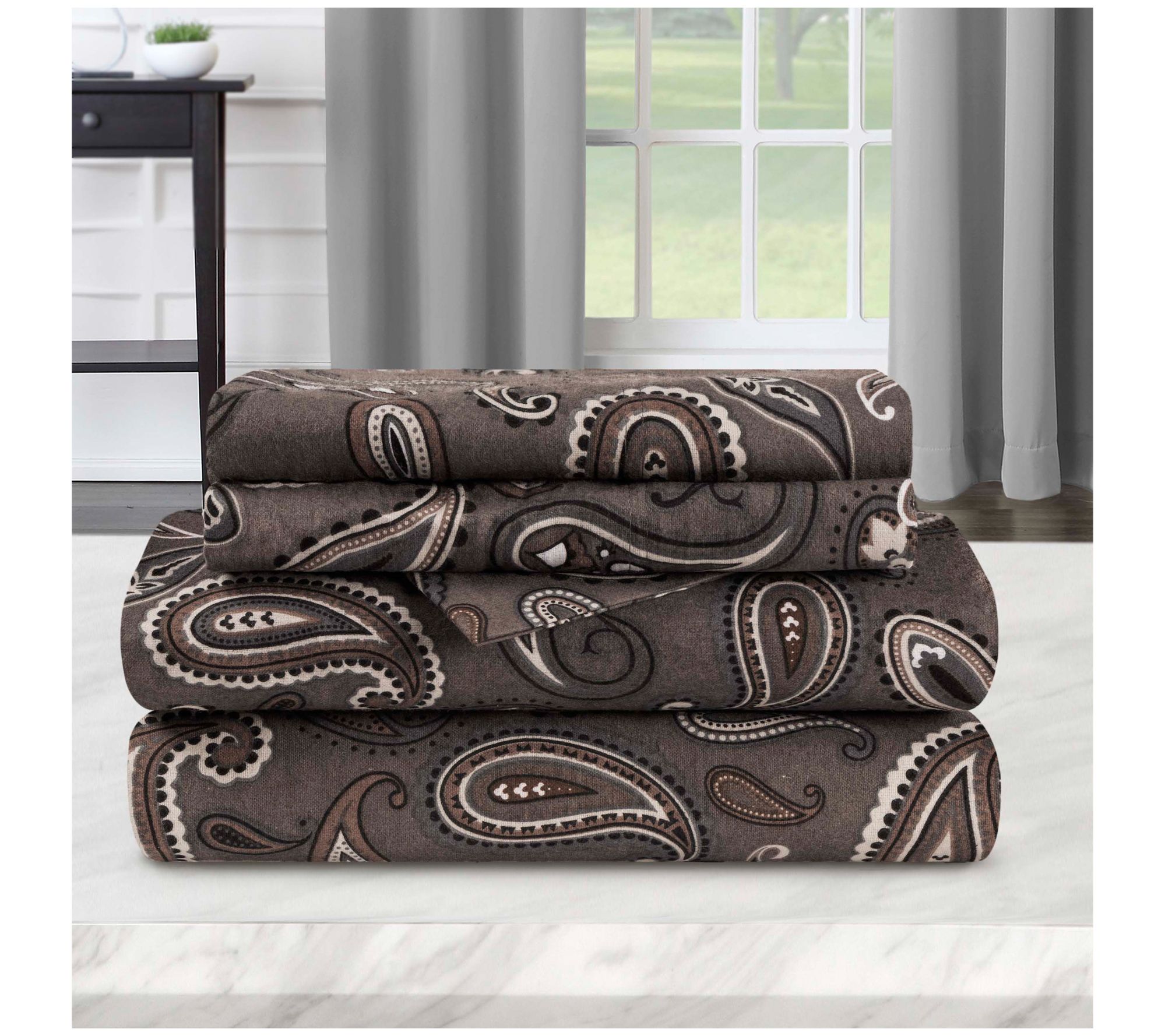 Superior Cotton Flannel Deep Pocket Paisley She et, Split King