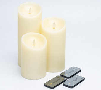 3 Luminara Black 5" ~ 7" ~ 9" x 3" w/ Remote Candles Coconut Scent 