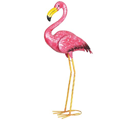 Exhart Pink Metal Flamingo