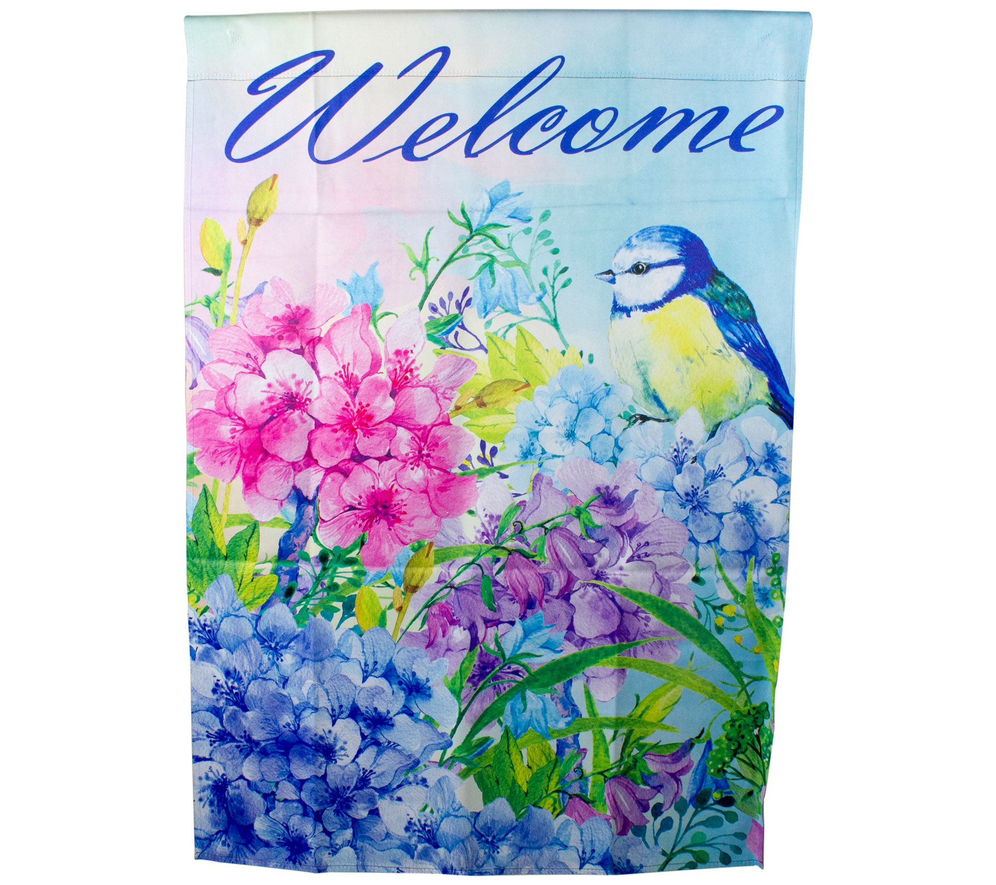 Northlight Blue and Purple Welcome Bird House Flag 28" x 40"
