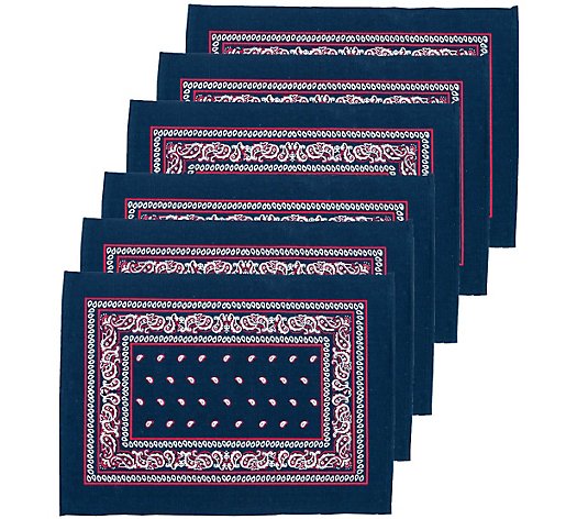 Set of 6 Bandana Style Placemats by Valerie