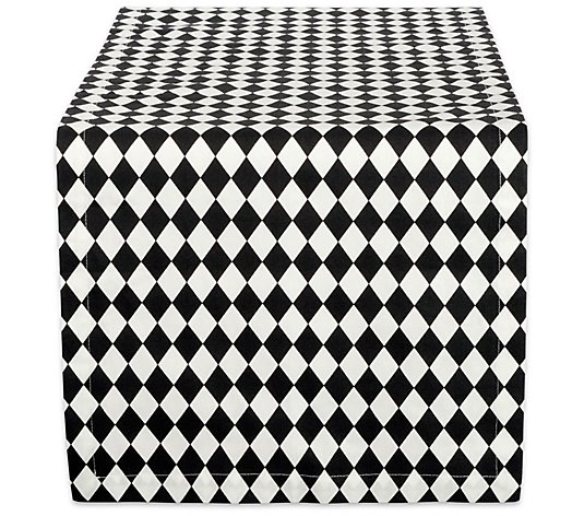 Design Imports Black & Cream Harlequin Table Runner 14" x 108"