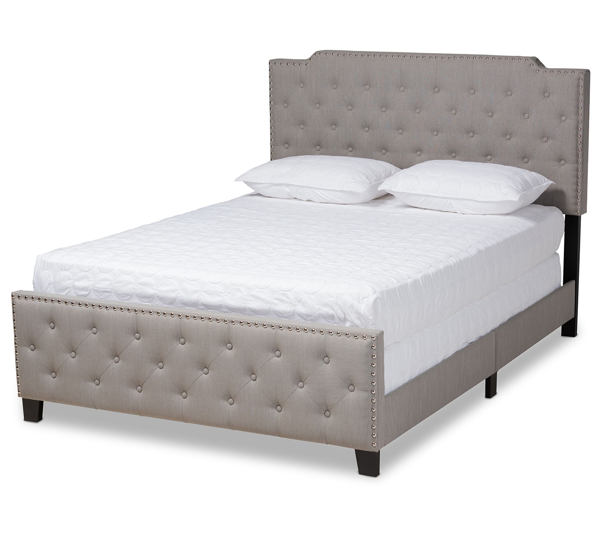 Baxton Studio Marion Fabric Button Tufted QueenSize Panel Bed