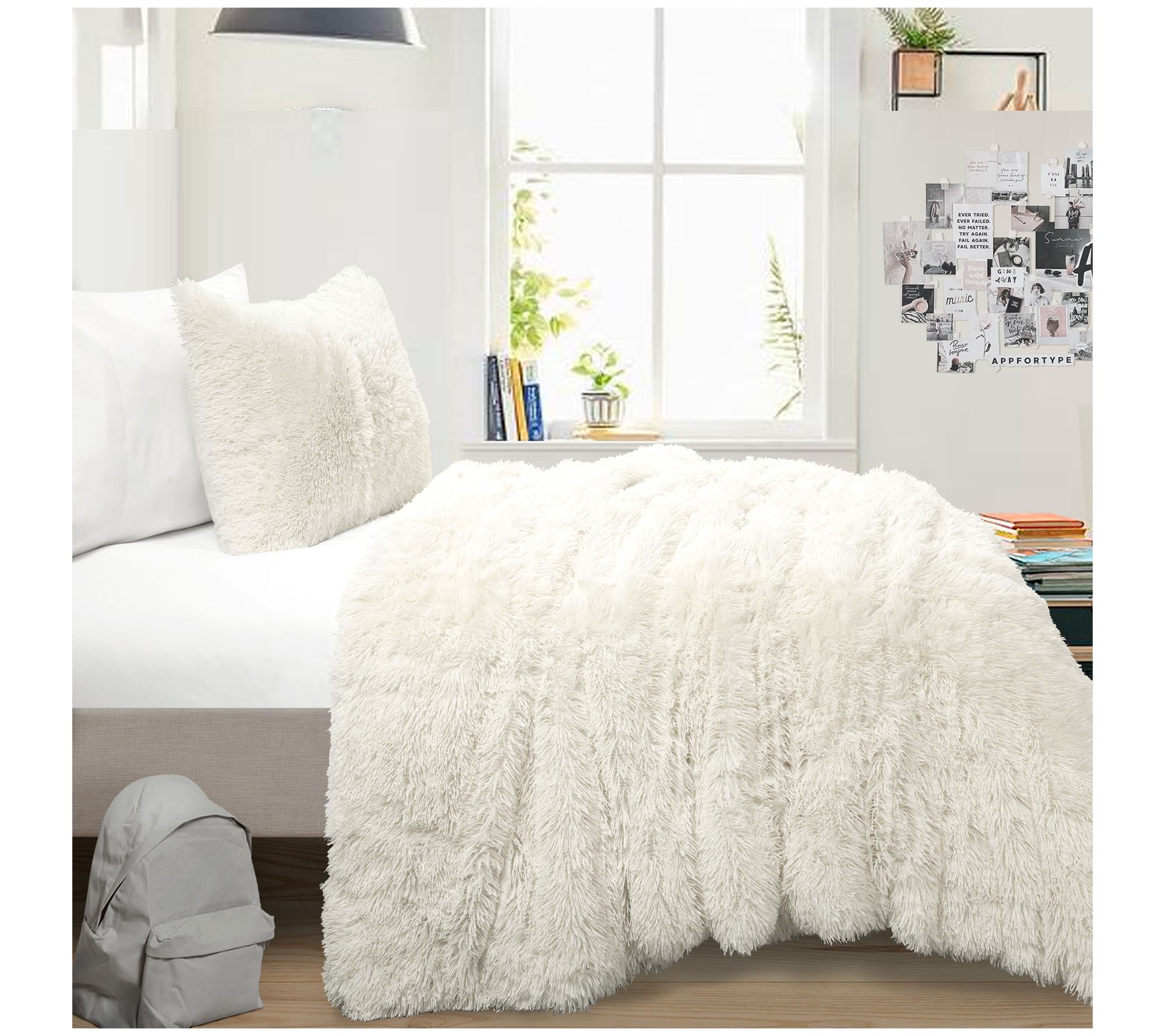 Emma Faux Fur Comforter Set, Lush Decor