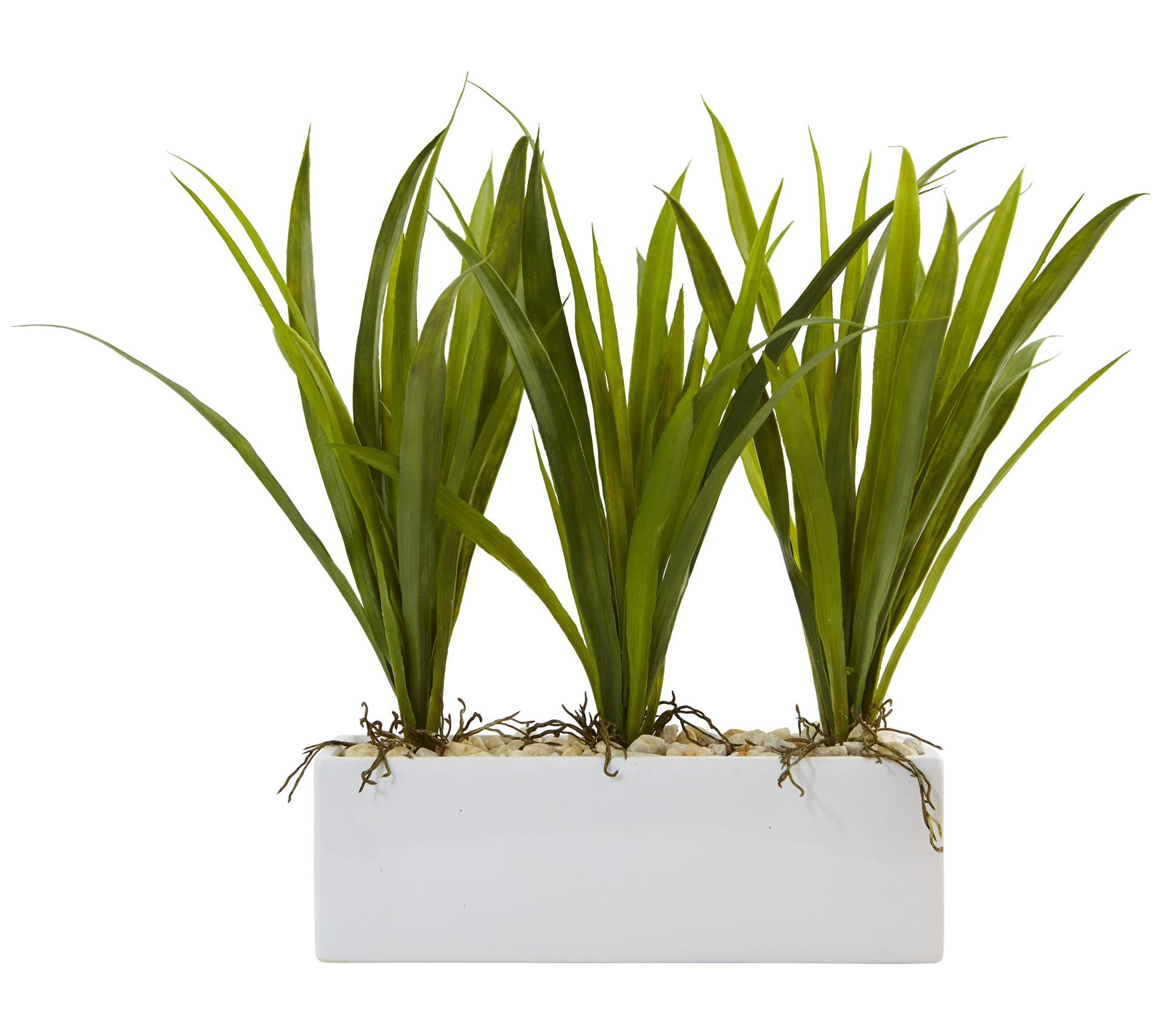 16" Grass in Rectangular Planter by Nearly Natural